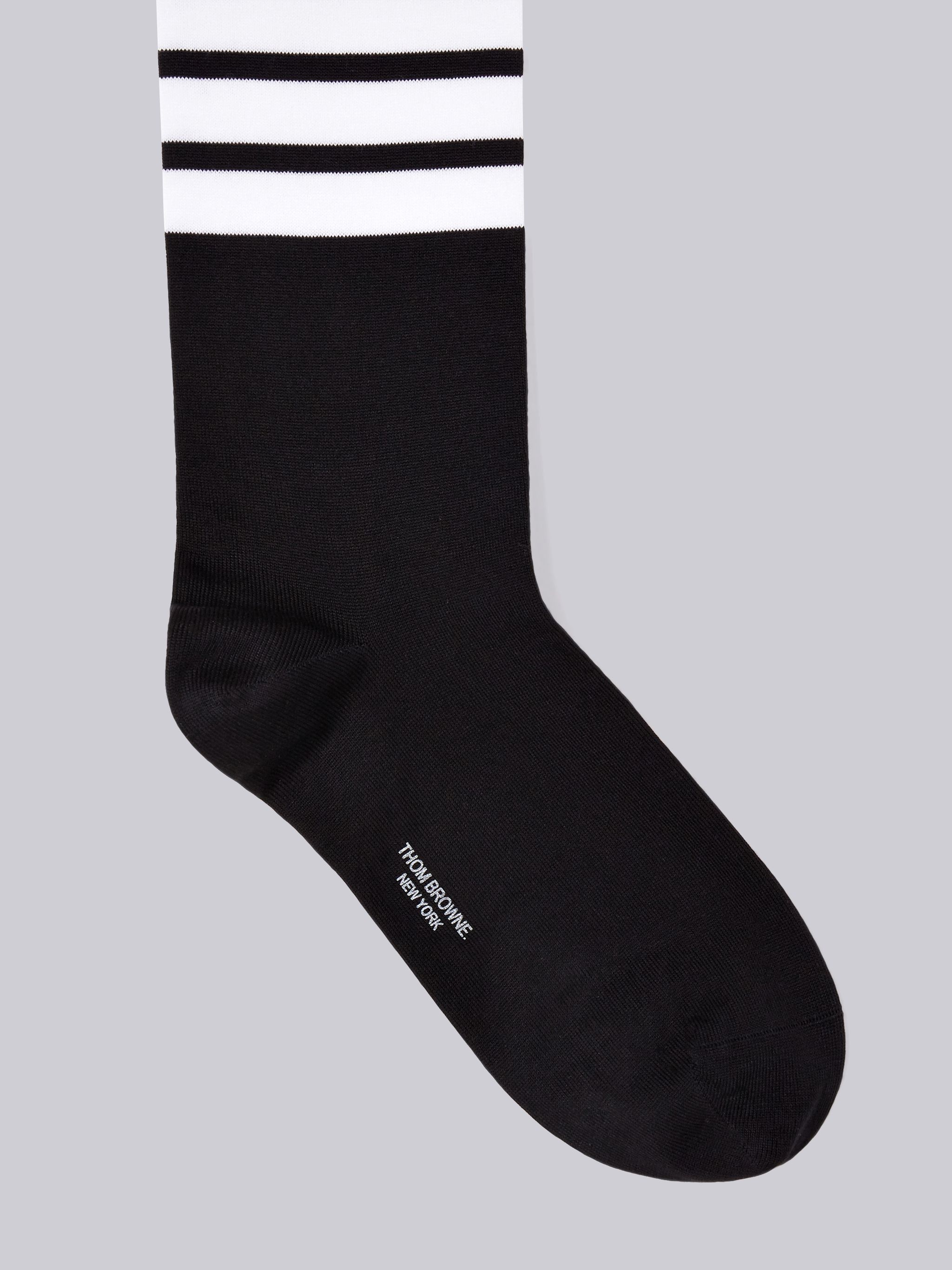 Black Mid-Calf Cotton 4-Bar Socks - 2