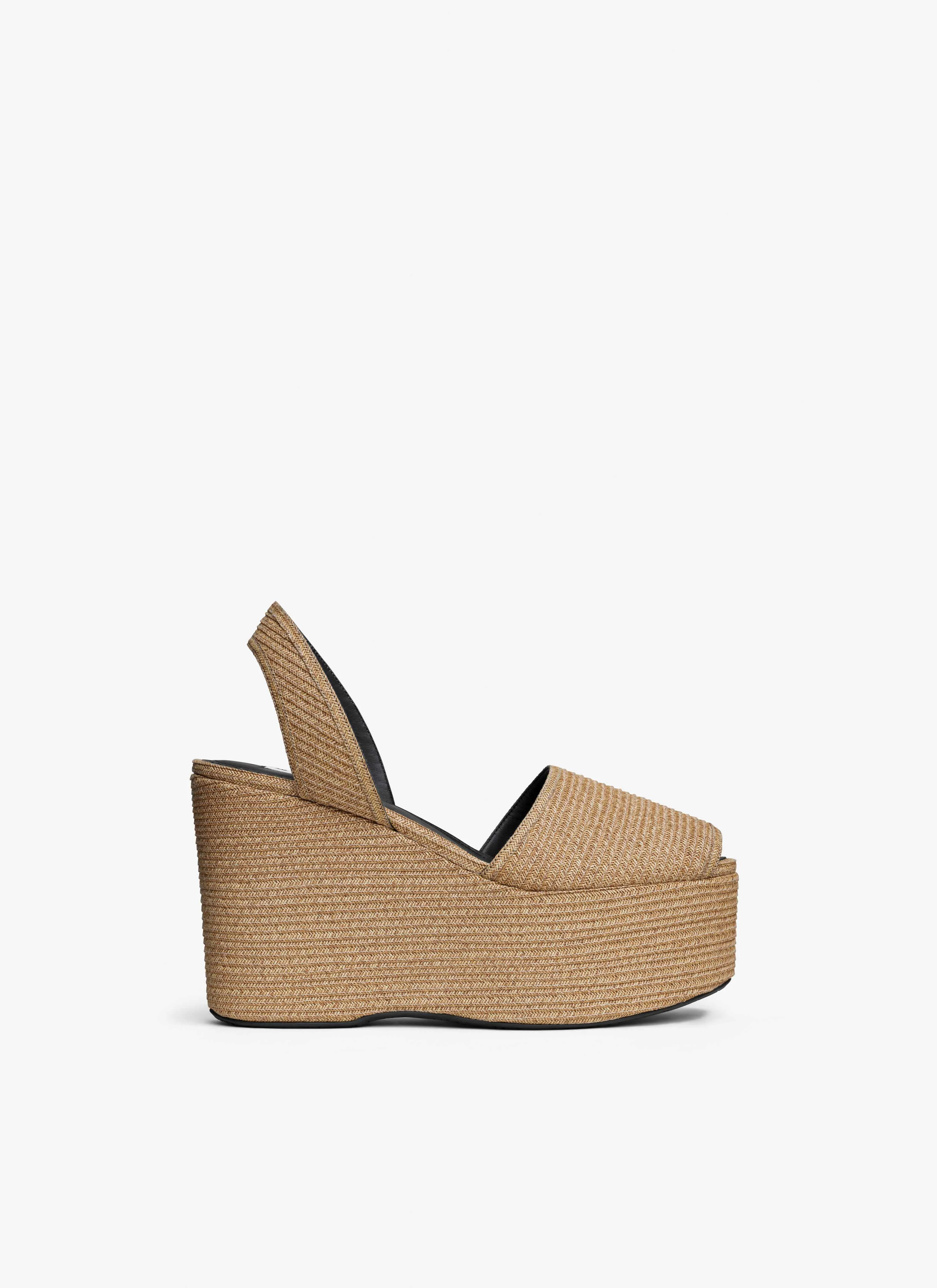 WEDGE SANDALS IN PAPER STRAW - 1