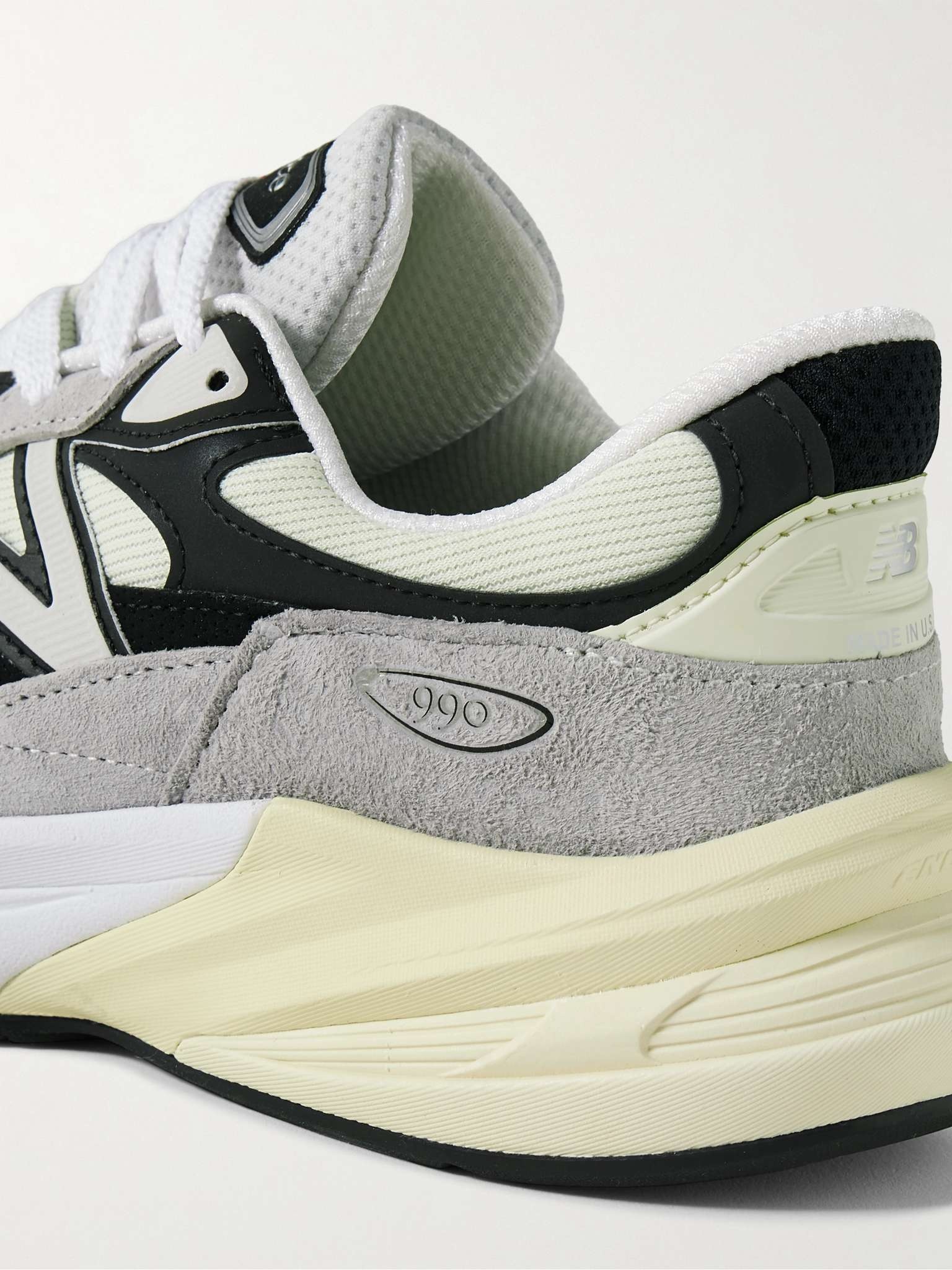 990v6 Leather-Trimmed Suede and Mesh Sneakers - 6