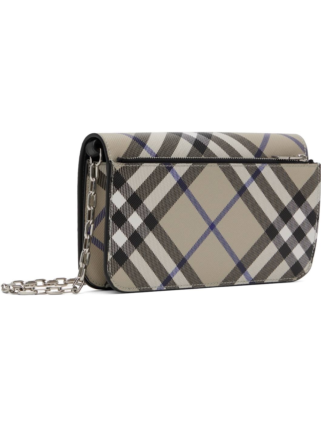 Beige Check Chain Strap Wallet Bag - 3
