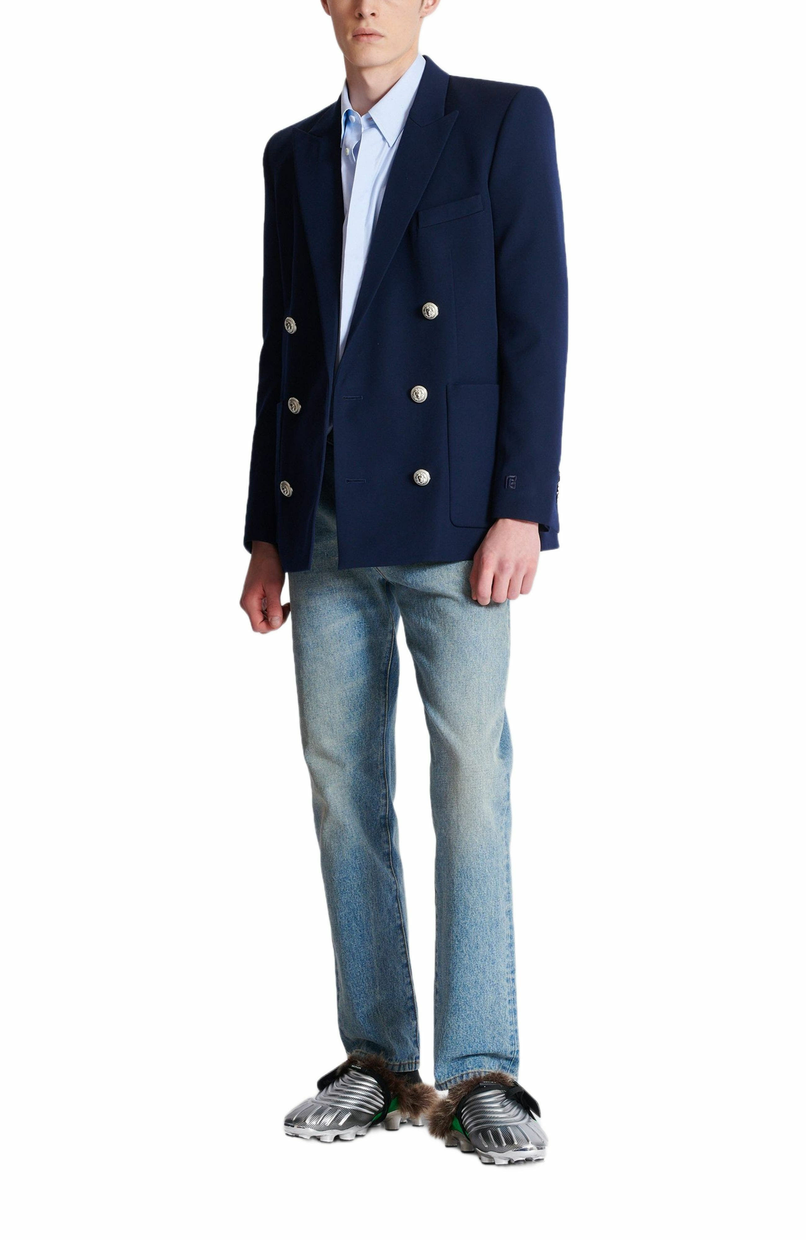 Balmain Grain de poudre blazer in Navy at Nordstrom - 2
