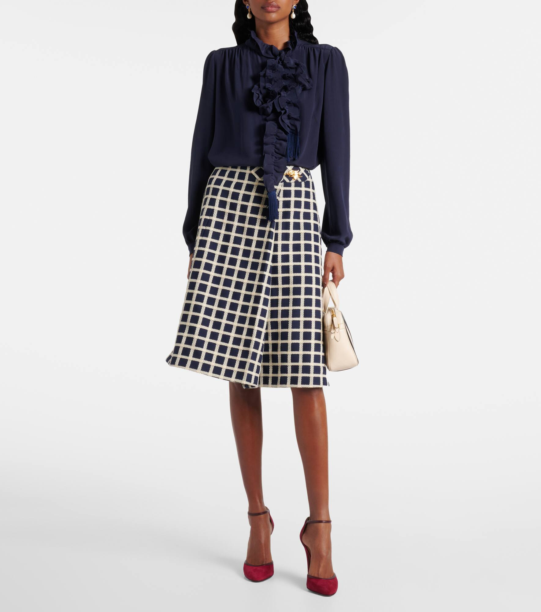 Ruffled silk crêpe de chine blouse - 2