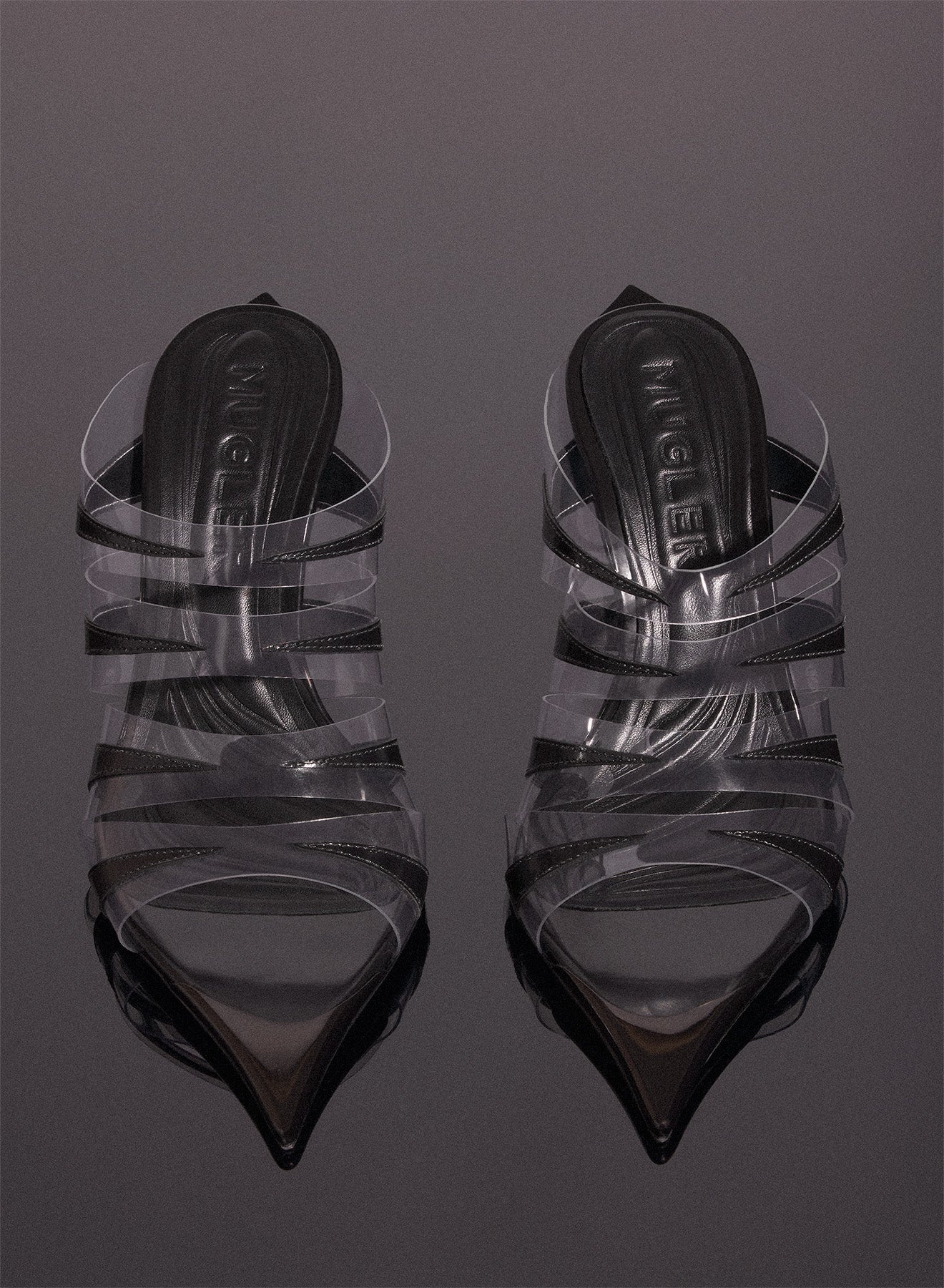 black leather fang 95 spike sandals - 3