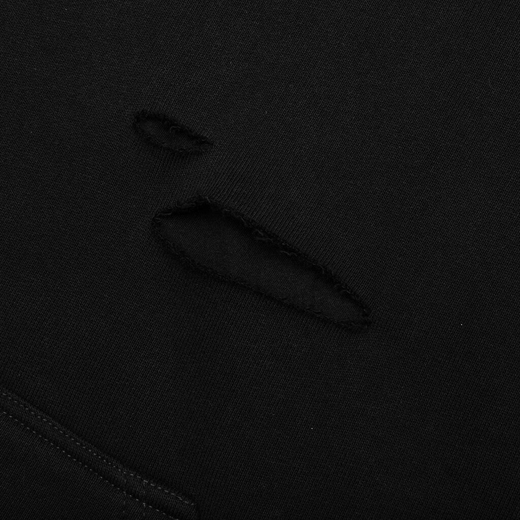 FLEECE HOODIE DESTROYED EFFECT - FADED BLACK - 4