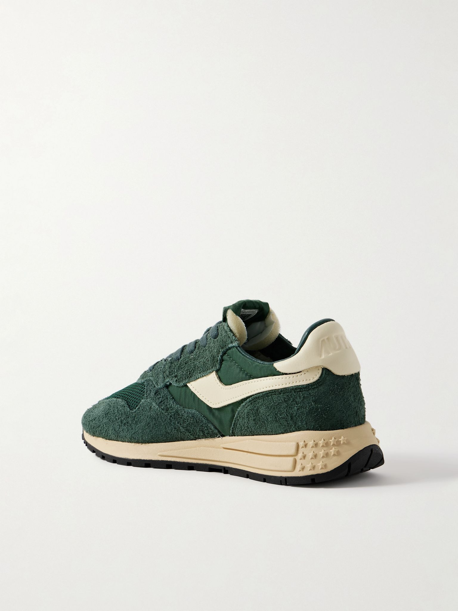 Reelwind Low leather-trimmed suede, mesh and shell sneakers Green - 3