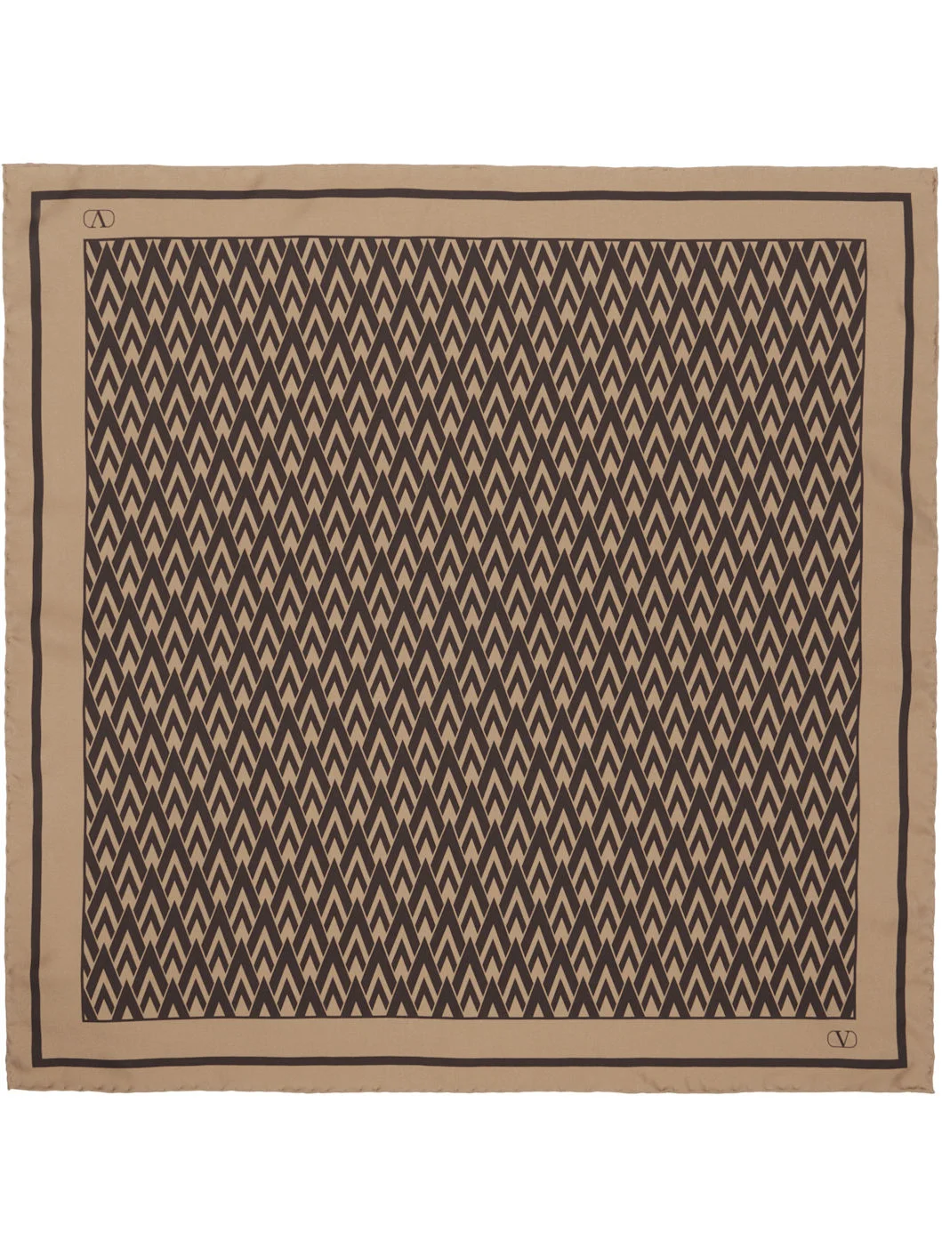 Beige & Brown 'Toute La V' Silk Scarf - 1
