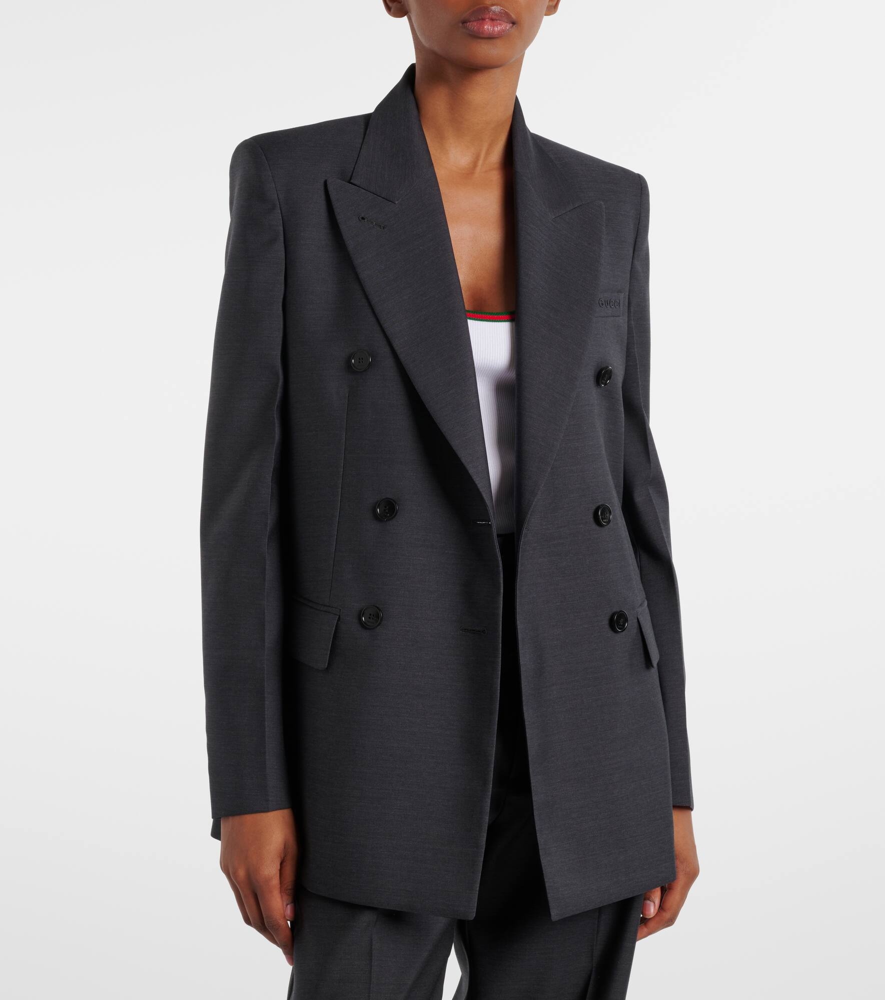 Double-breasted wool blazer - 6
