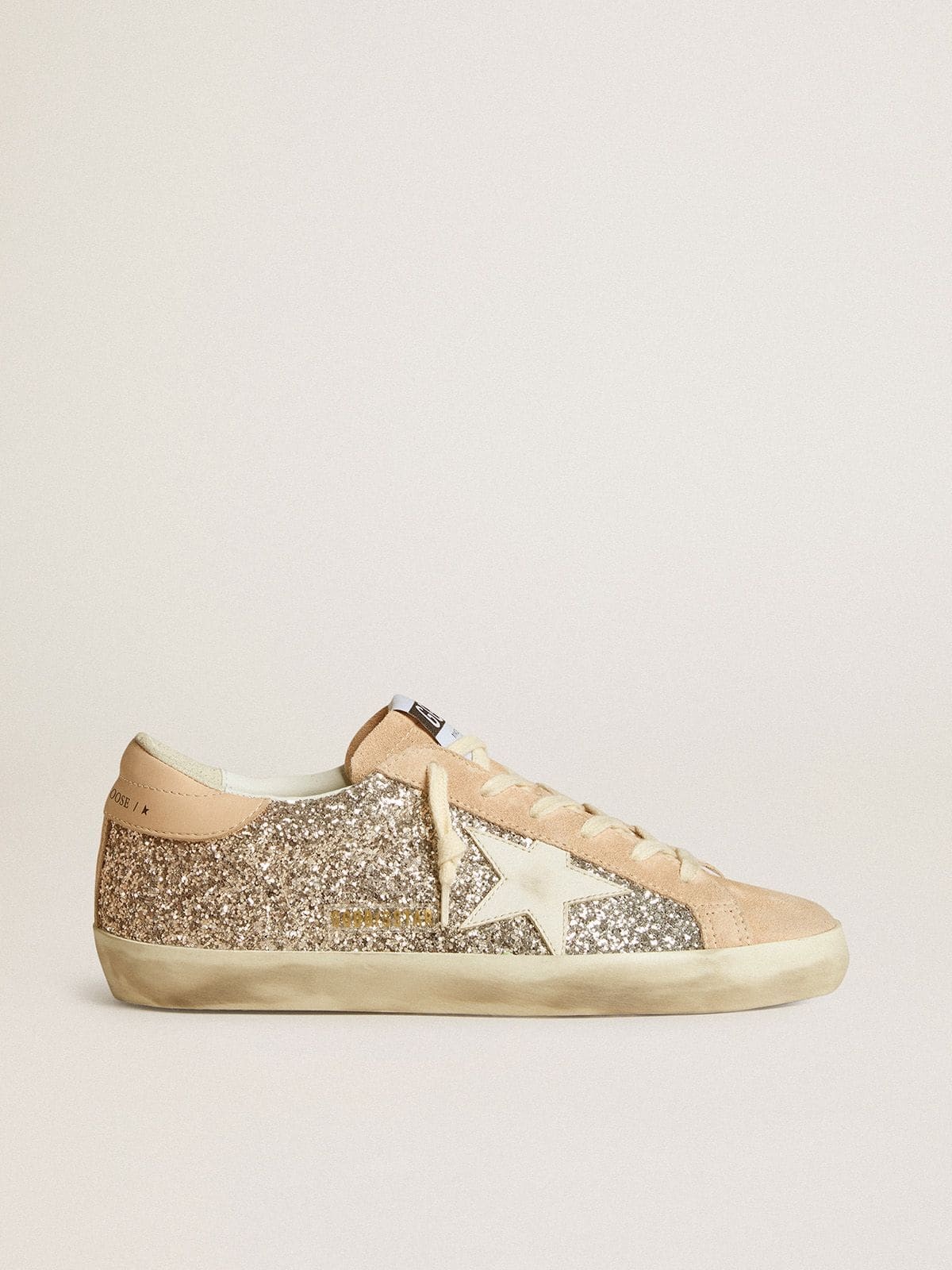 Super-Star in silver glitter with leather star and heel tab - 1