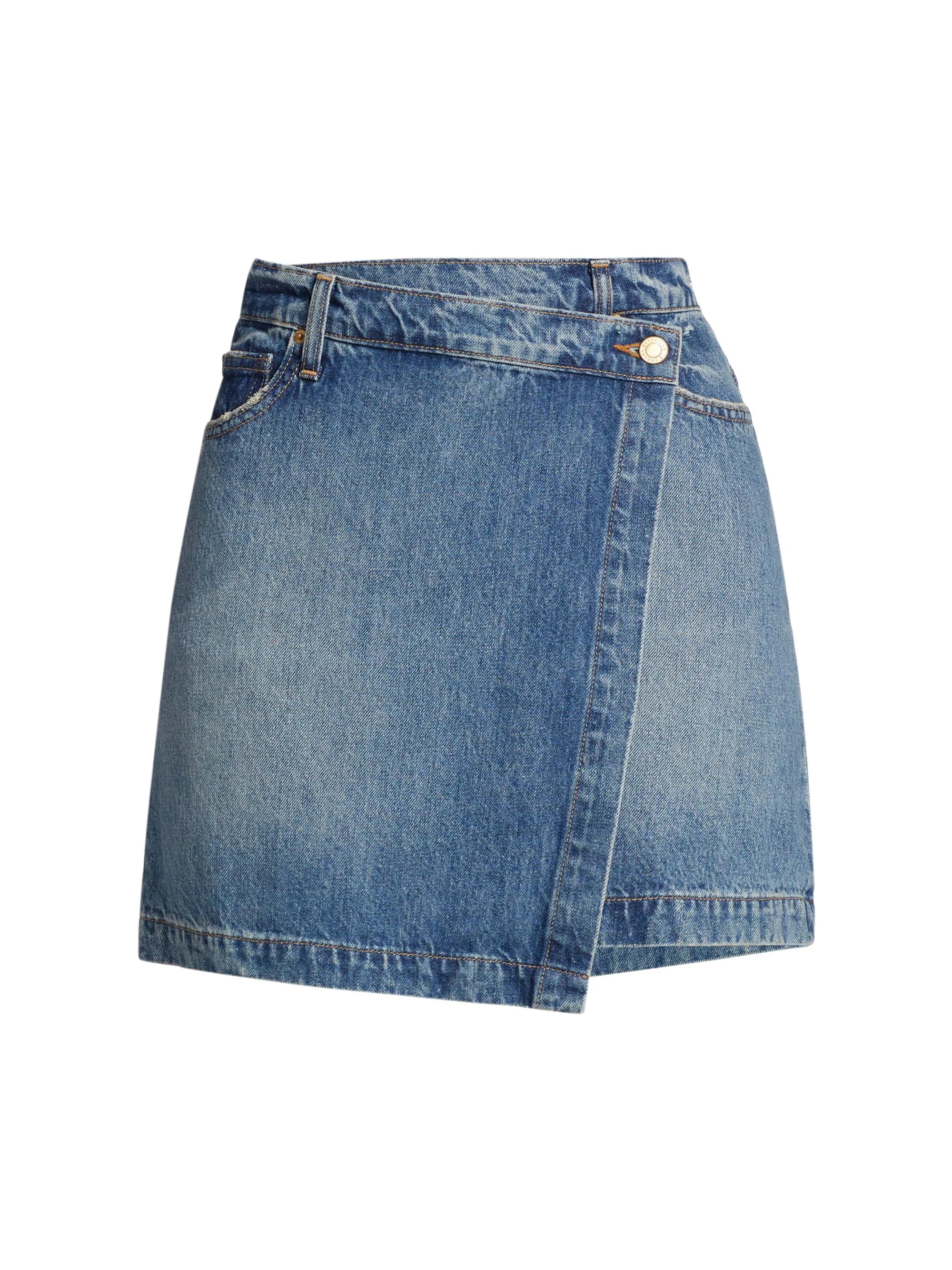 Women's Ana Denim Asymmetric Miniskirt - Gramercy - 1