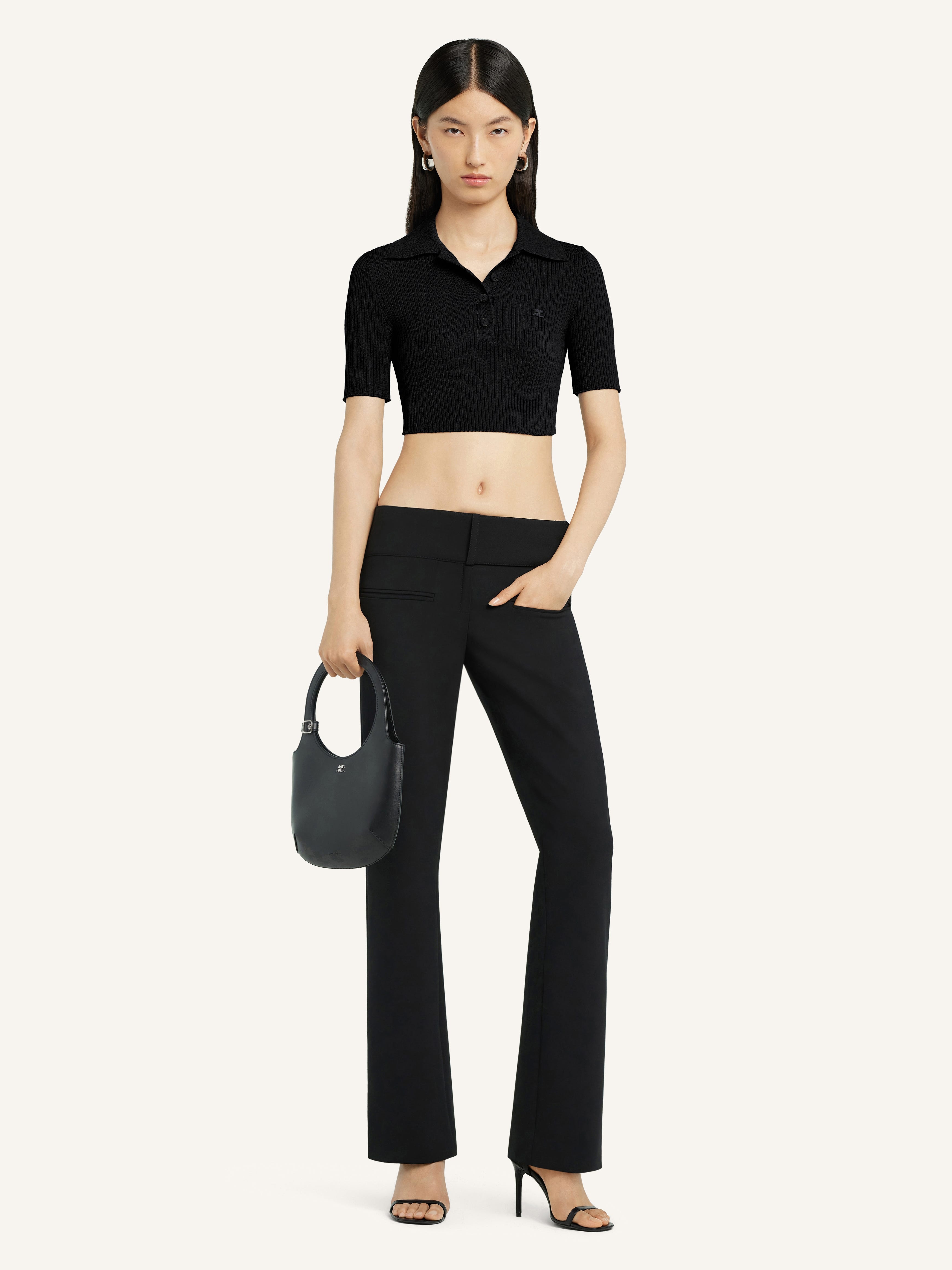 CROPPED KNIT POLO - 2