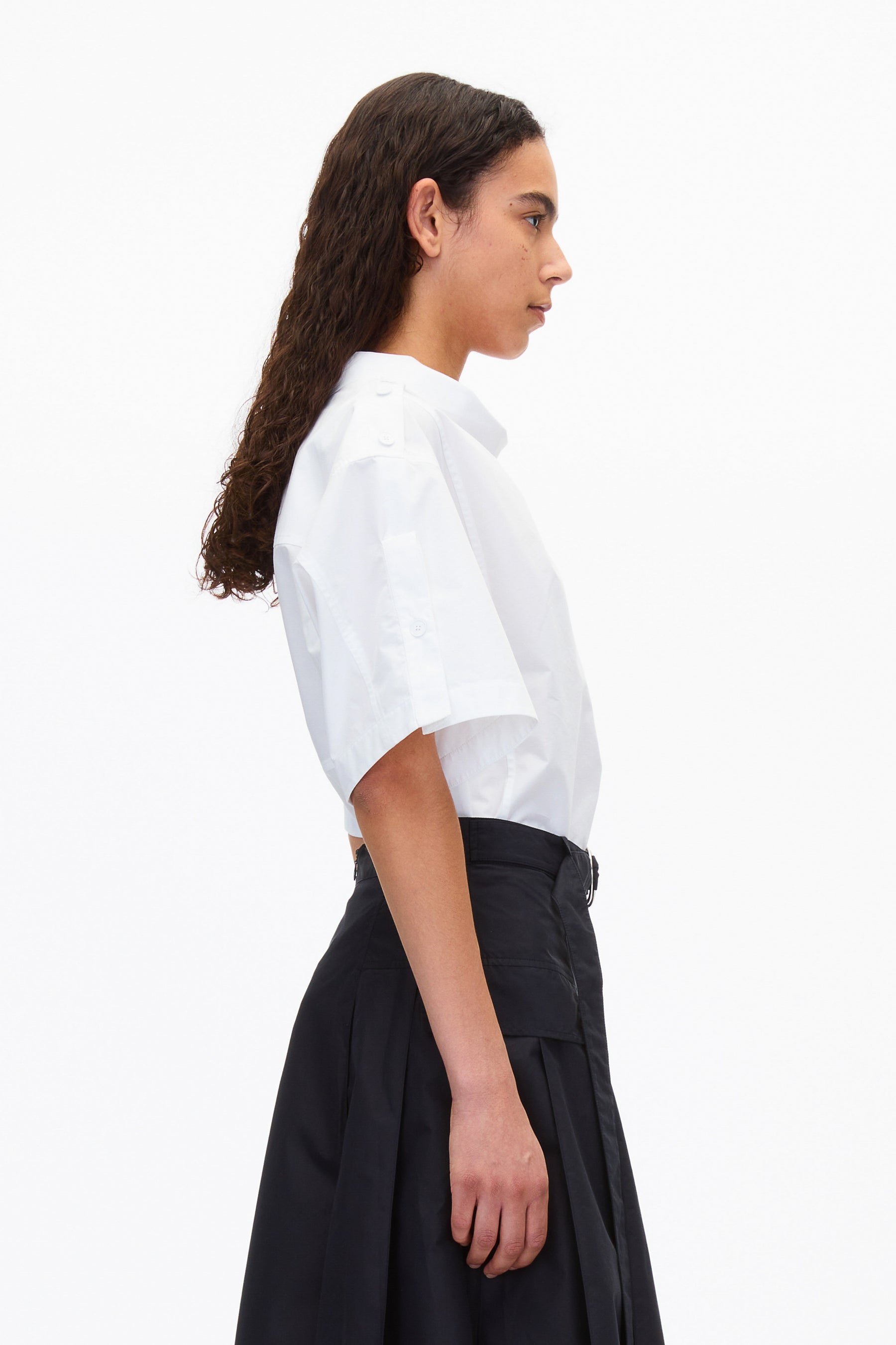 Cocoon Roll Collar Poplin Top - 3