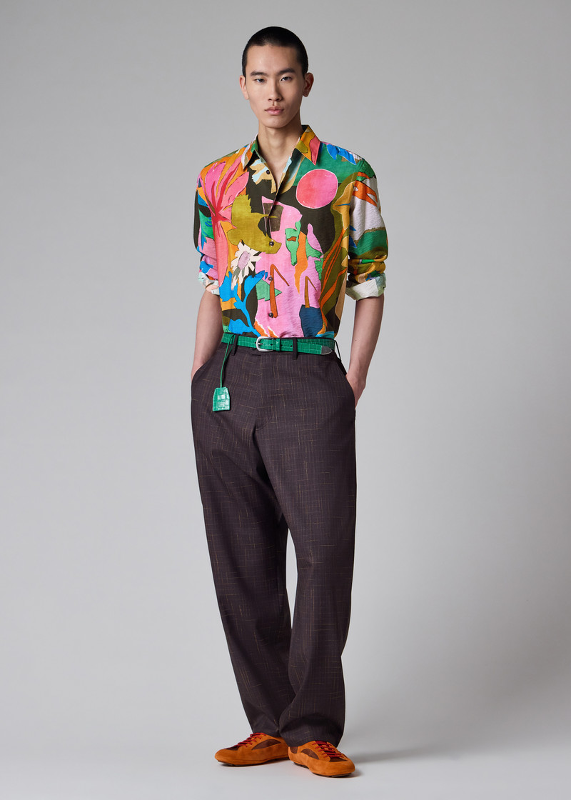 Relaxed-Fit Aubergine Wool Check Trousers 8