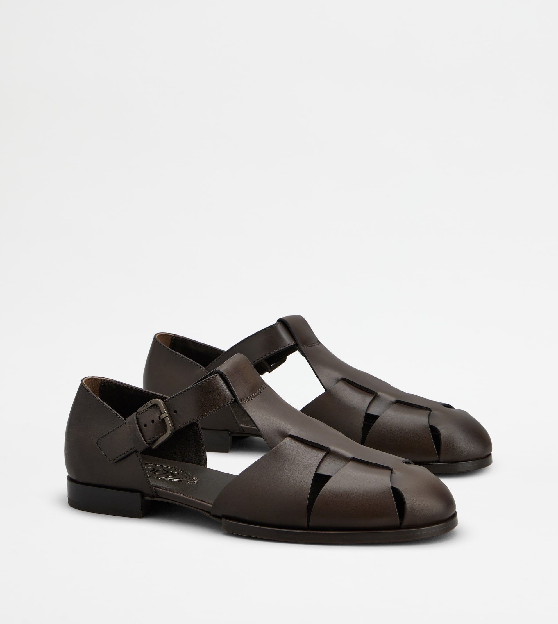 SANDALS IN LEATHER - BROWN - 3