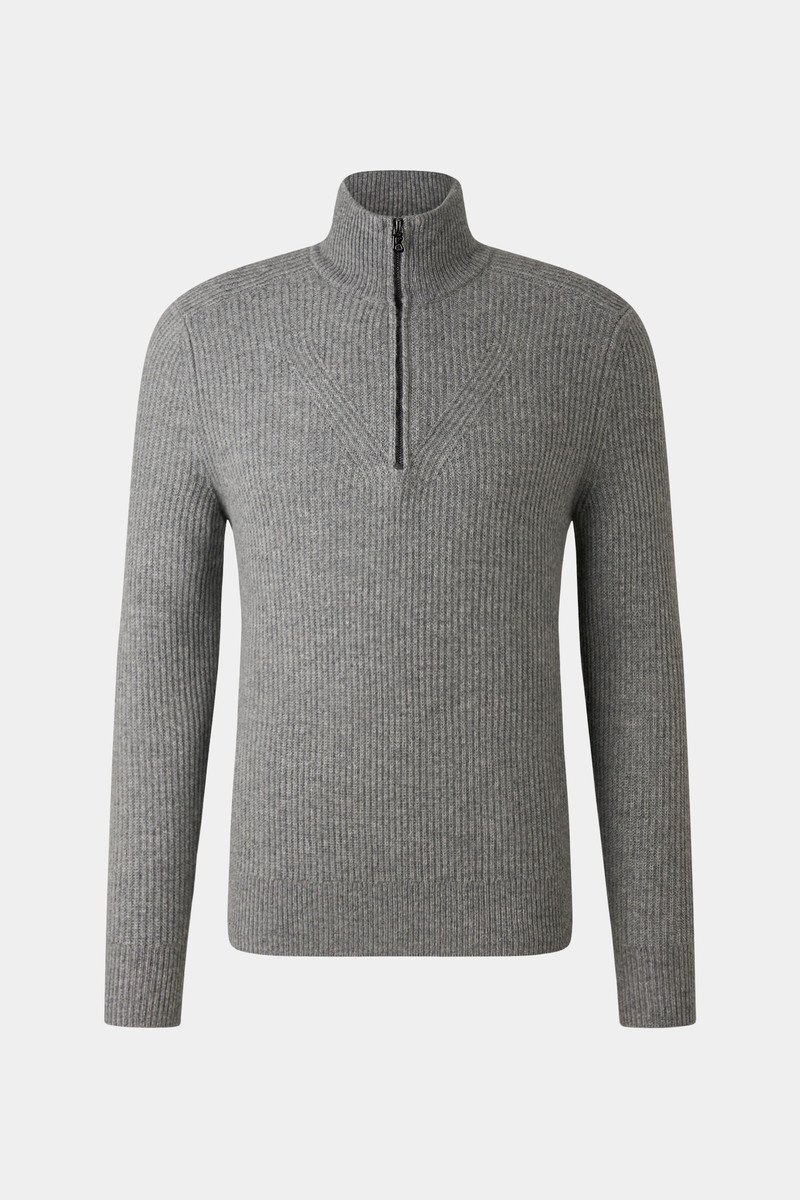 Rook Cashmere half-zippered sweater in Gray 1