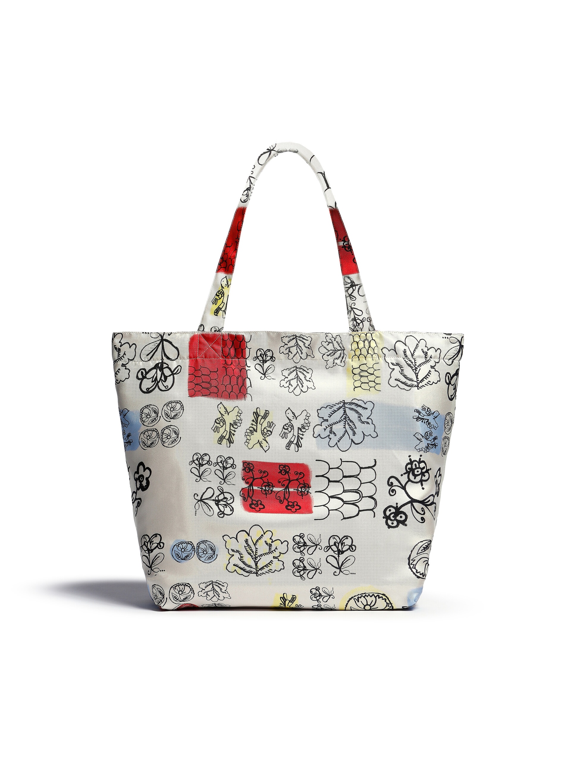 IVORY WHITE SILK TOTE BAG WITH ARCHIVAL GRAPHIC PRINT - 3