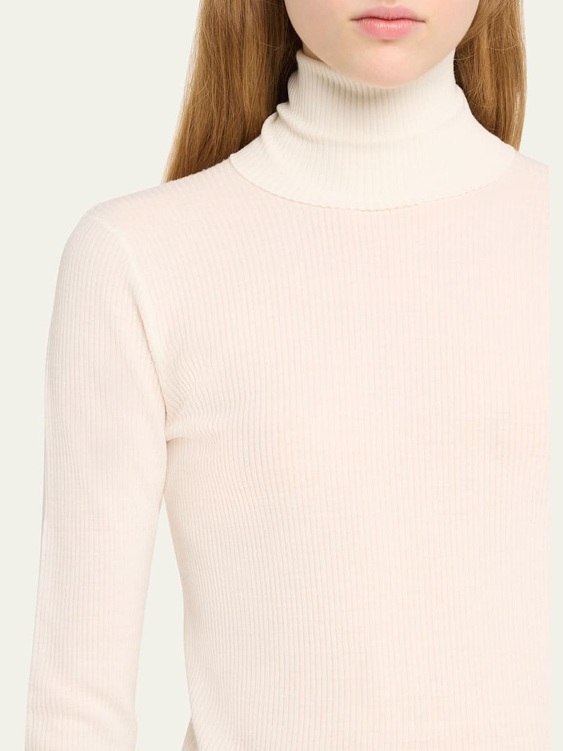 Loro Piana Taupo Ribbed Wool Turtleneck outlook