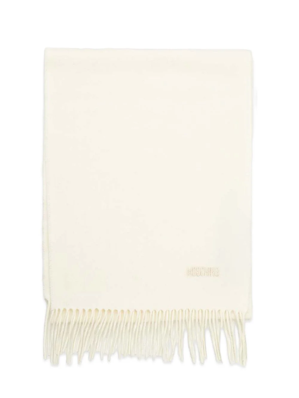logo-embroidered fringed scarf - 1
