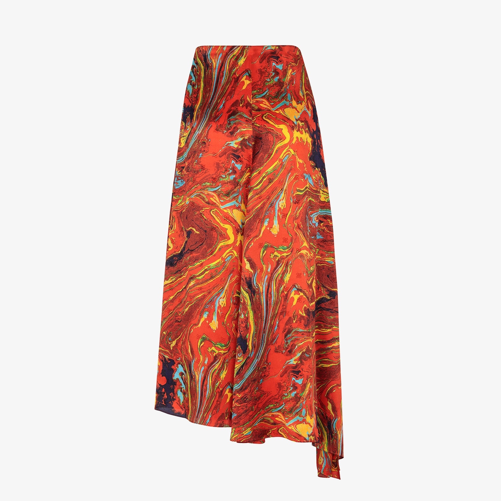 Orange satin crêpe skirt - 2