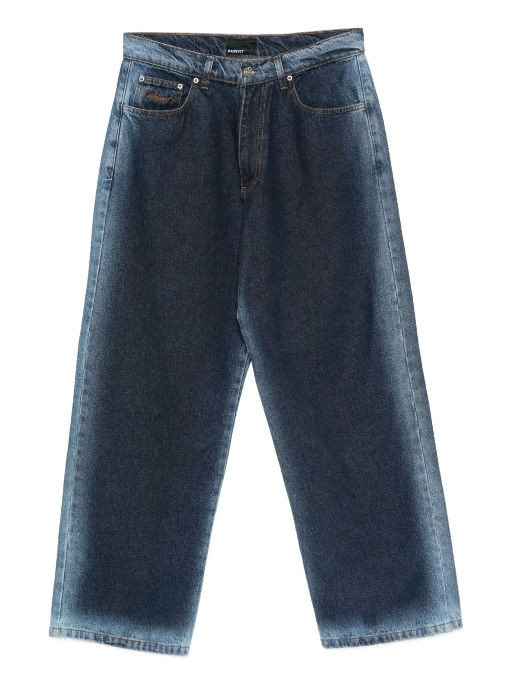 washed straight-leg jeans - 1