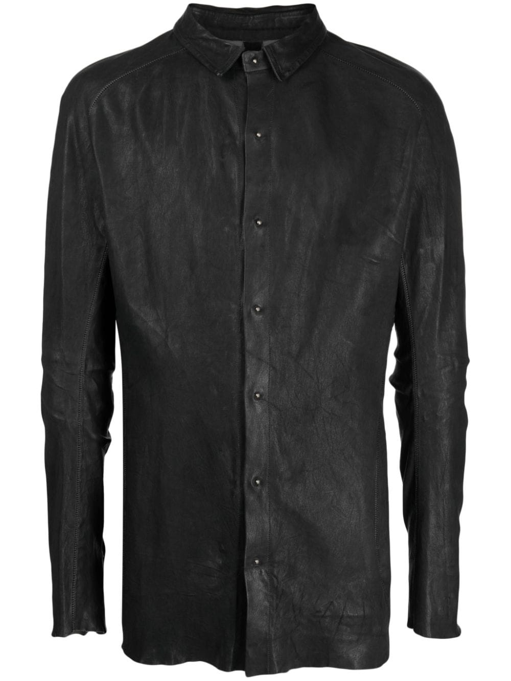 raw-cut edge leather shirt - 1