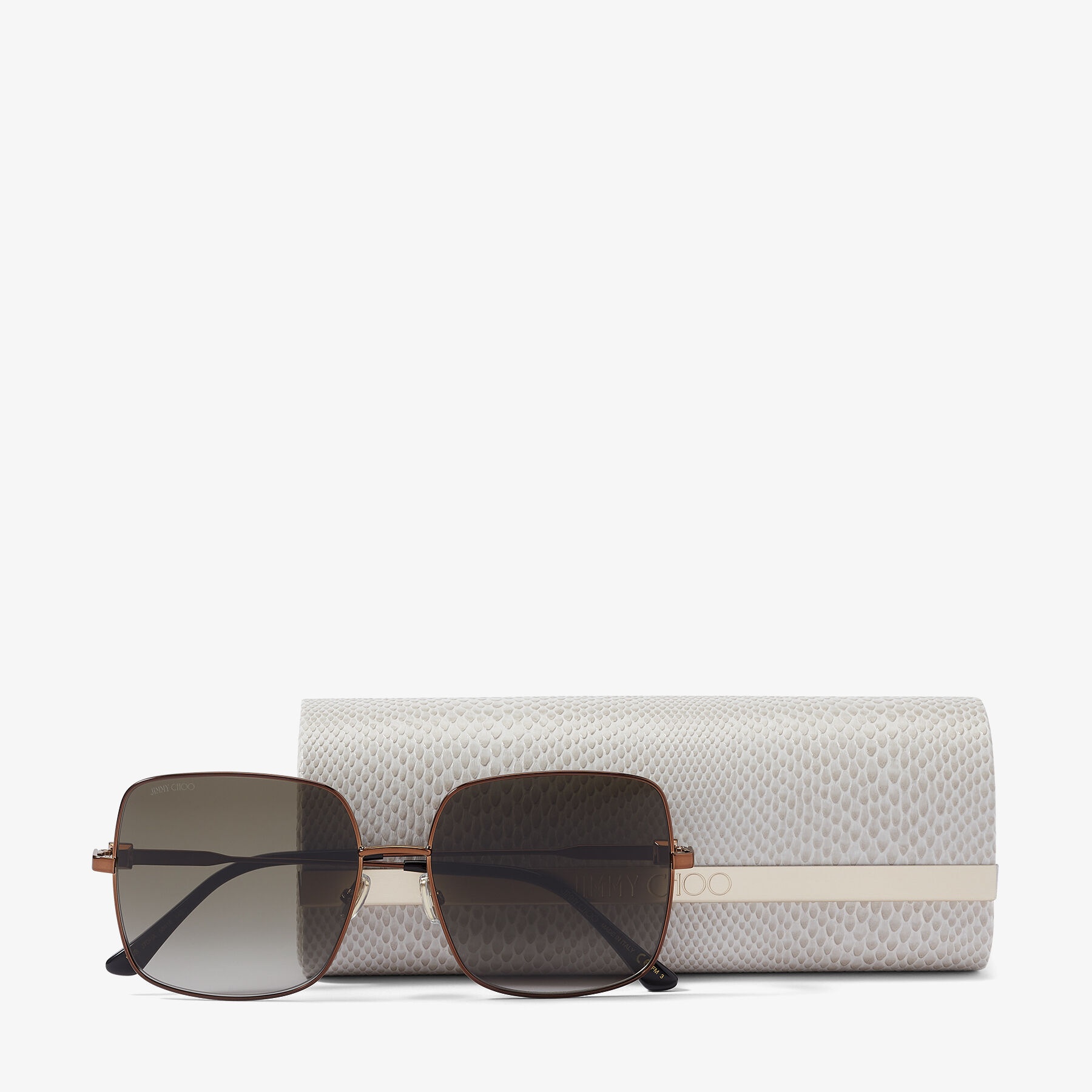 Lili
Bronze Square-Frame Sunglasses with Brown Shaded Lenses and Crystal Embellishment - 4