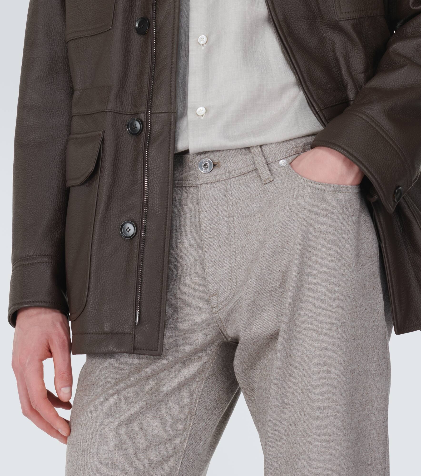 Asolo wool flannel tapered pants - 5