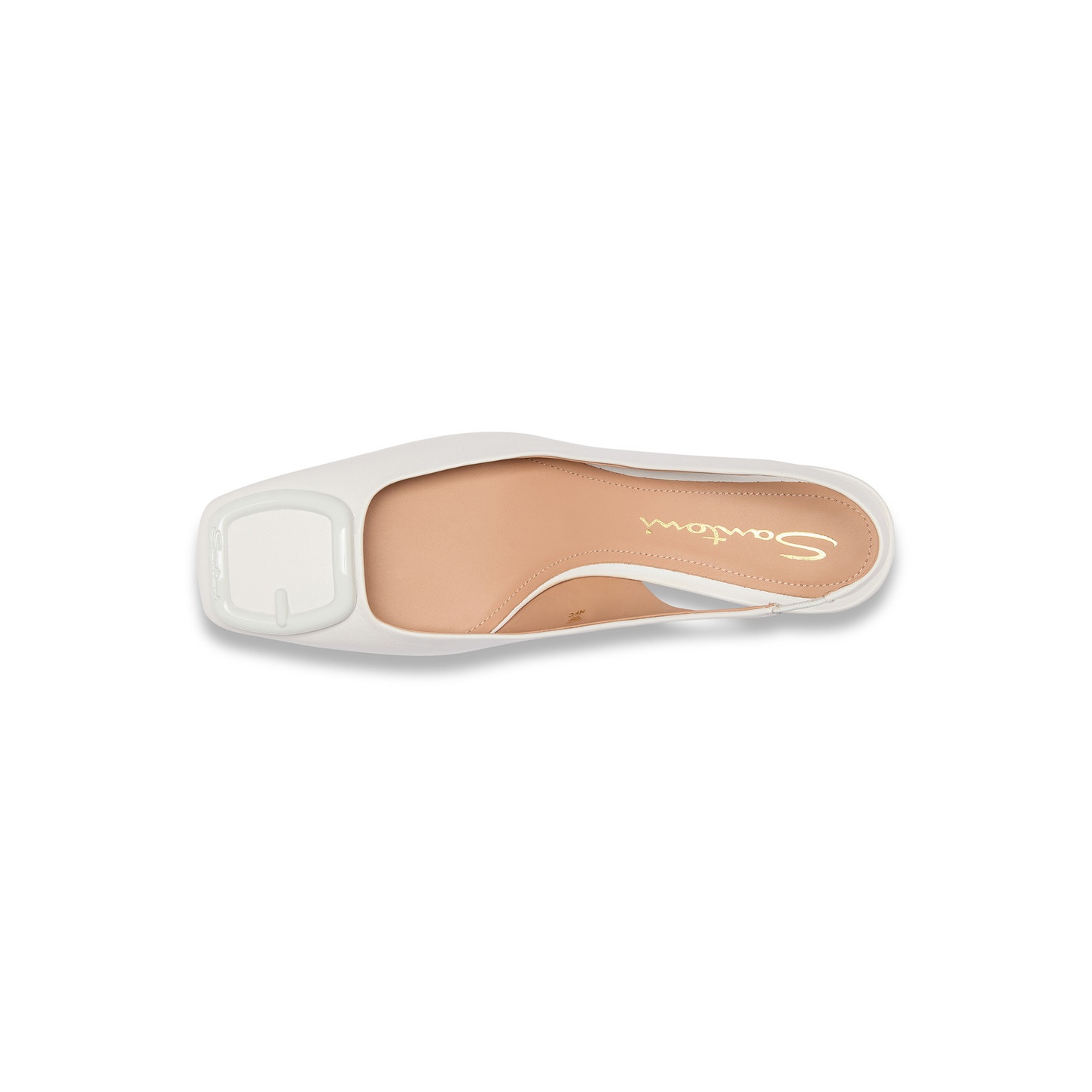 Women's white leather mid-heel slingback - 4