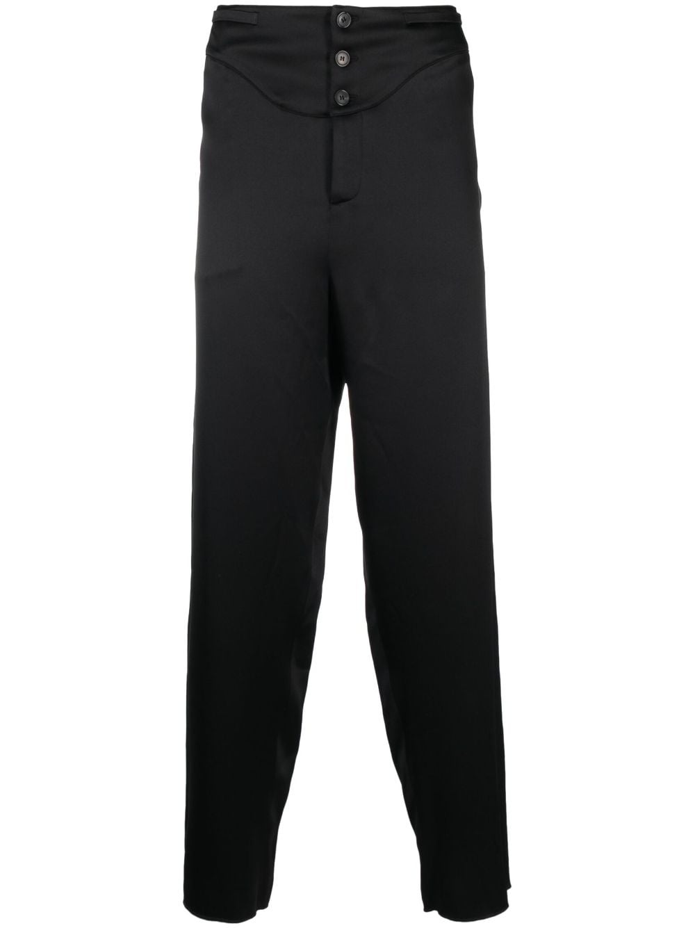 buttoned silk tapered trousers - 1