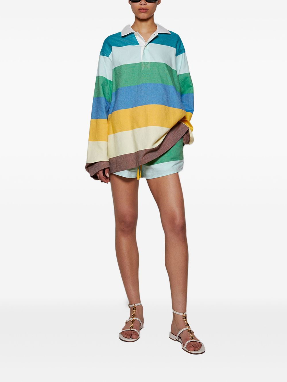 striped drawstring shorts - 2