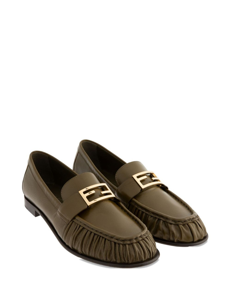 FENDI FF Baguette buckle ruched loafers outlook