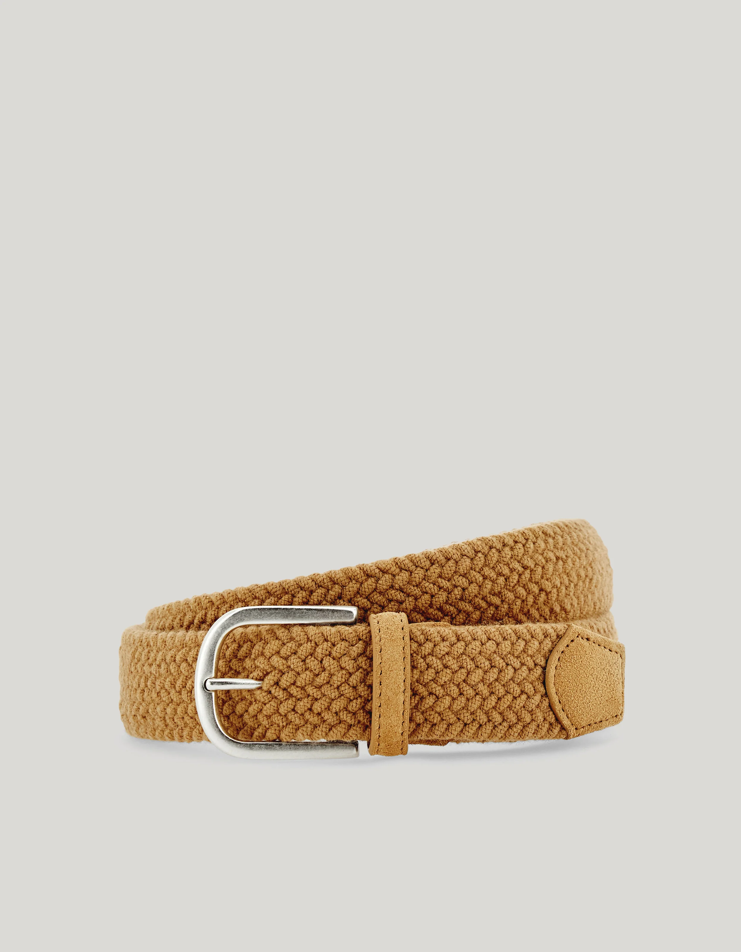 BEIGE LEATHER AND WOOL BRAIDED BELT - 1