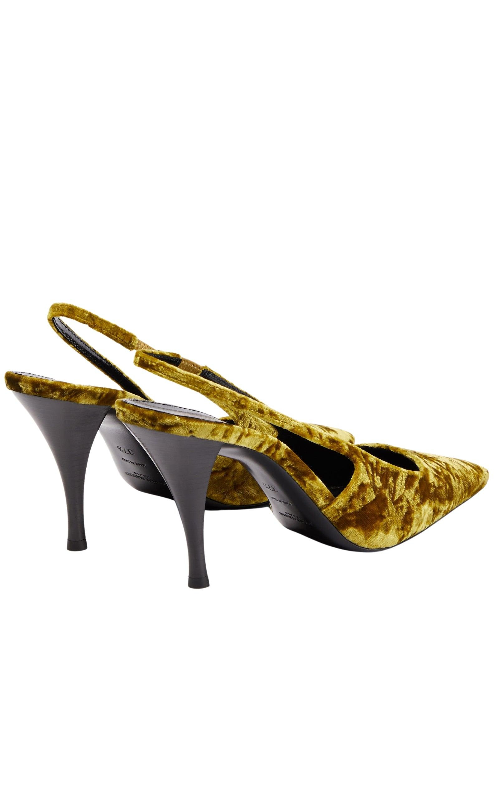 Blade 90 Velvet Slingback Pumps in Mustered - 5