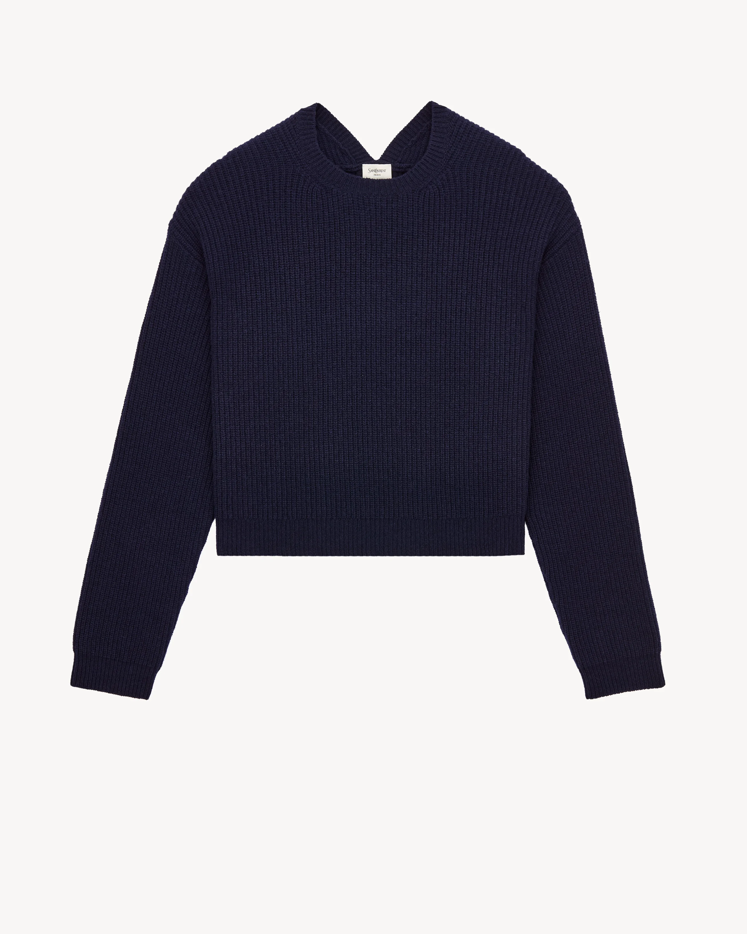 V-BACK SWEATER IN RIB-KNIT WOOL - 1