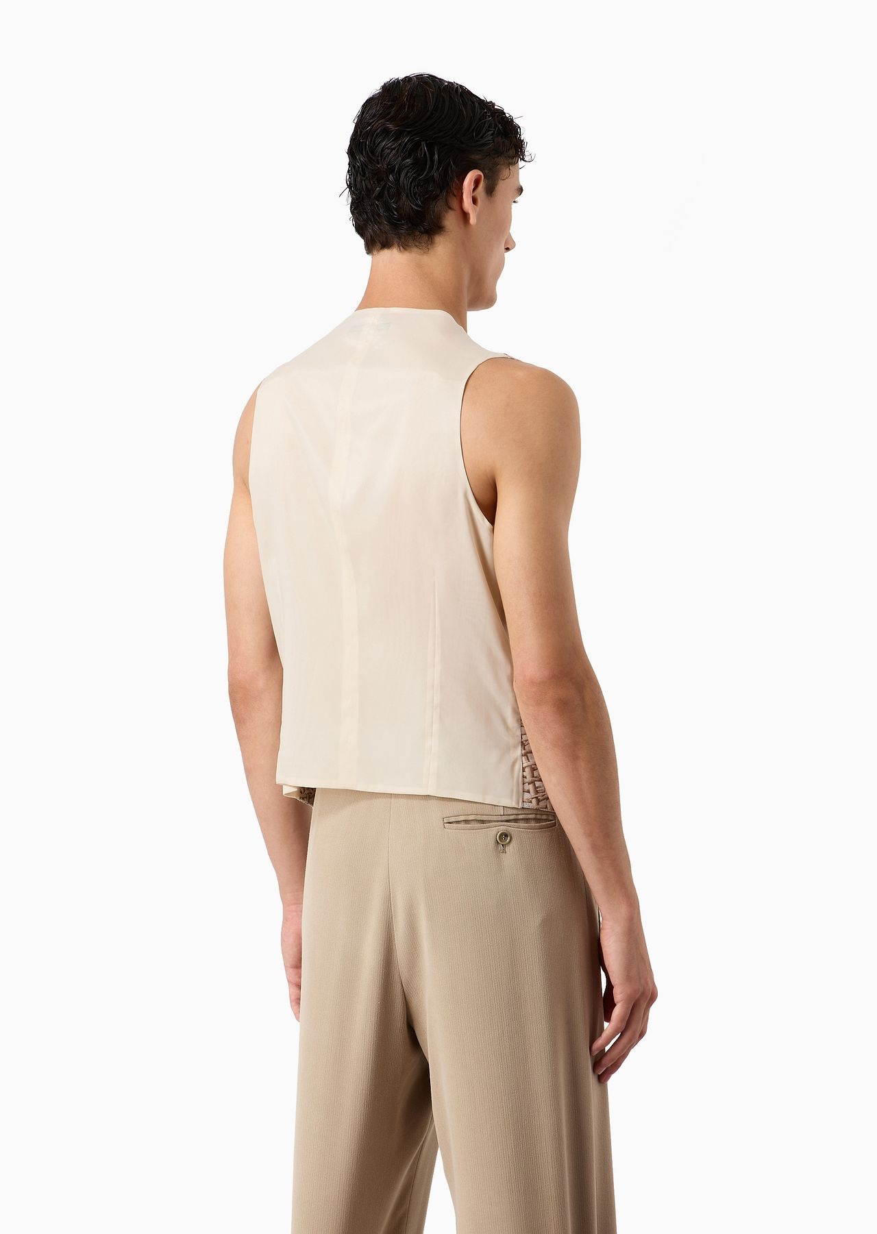Single-breasted waistcoat in a woven print linen - 3