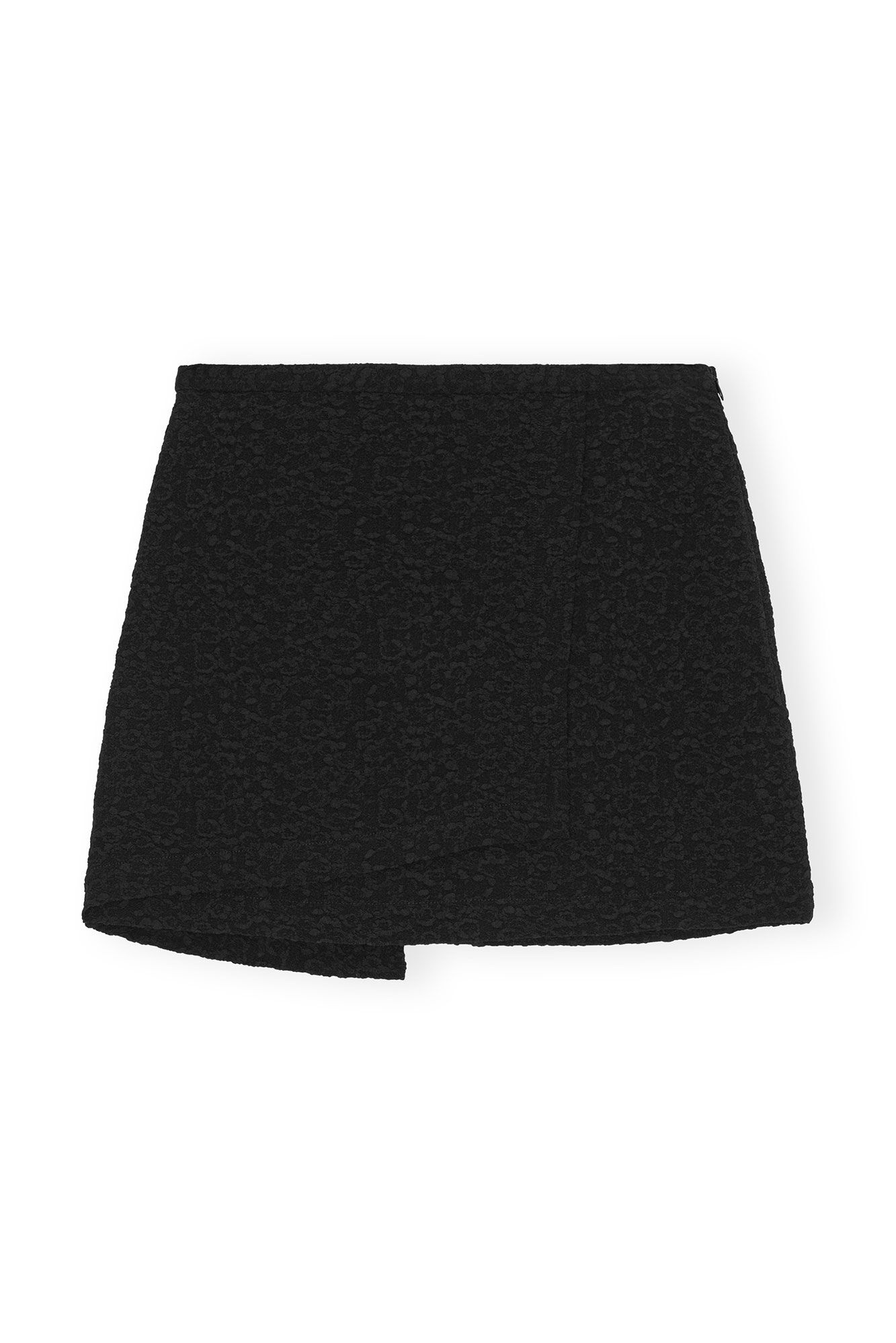 BLACK TEXTURED SUITING MINI SKIRT - 6