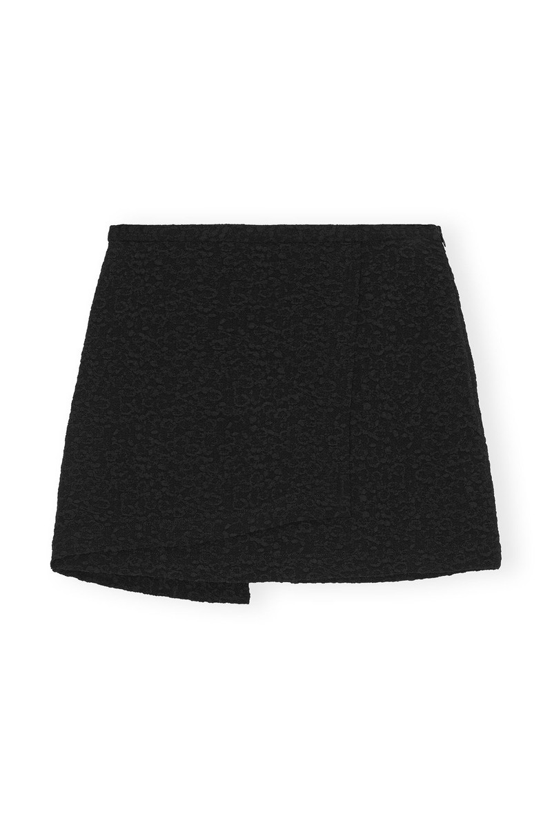 BLACK TEXTURED SUITING MINI SKIRT 1