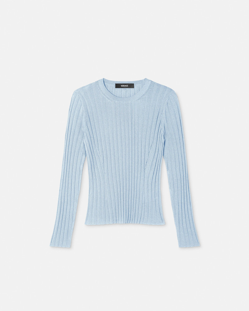 Ribbed Knit Viscose-Blend Crewneck Top 1