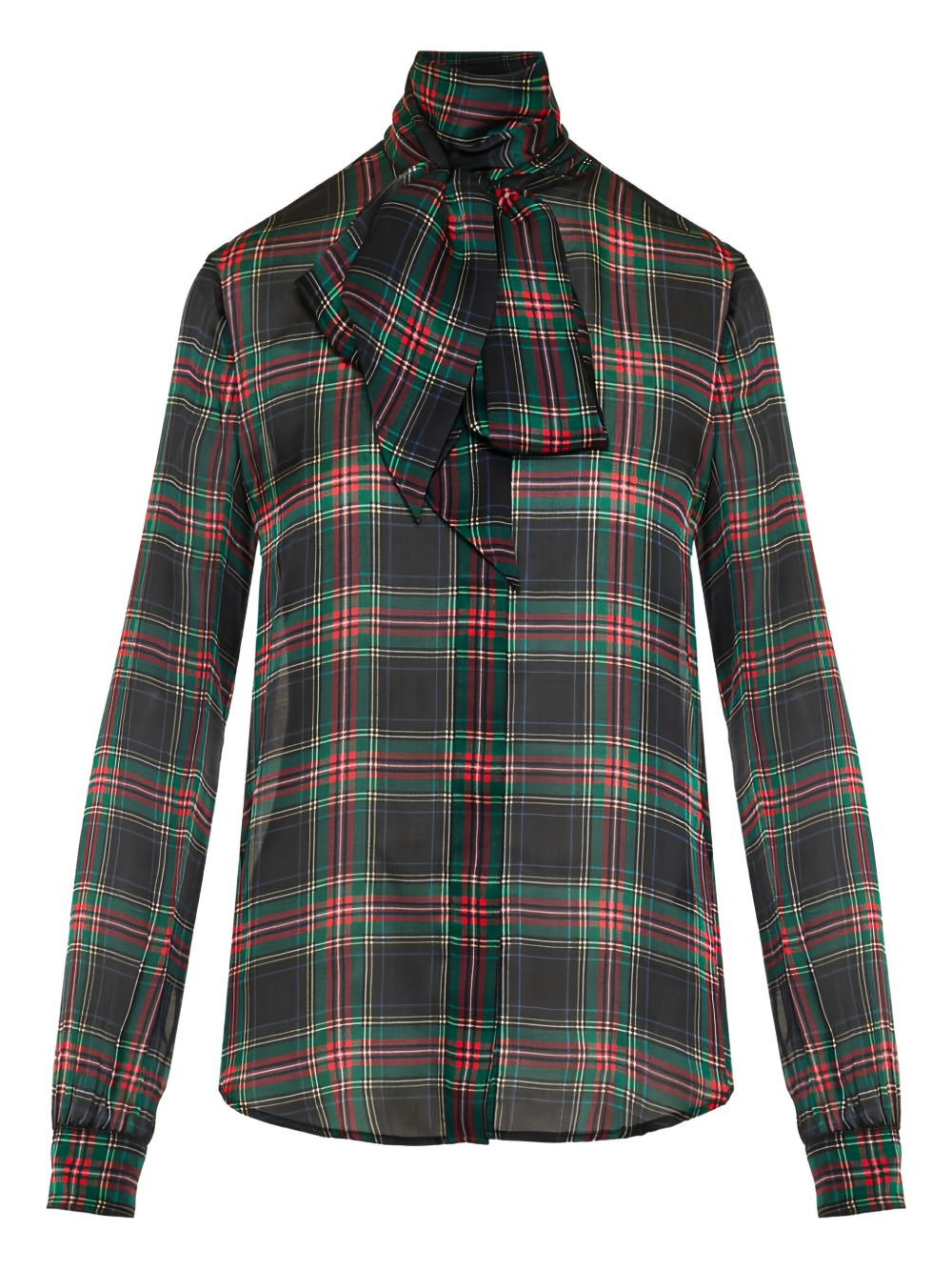 plaid bow-tie blouse - 1