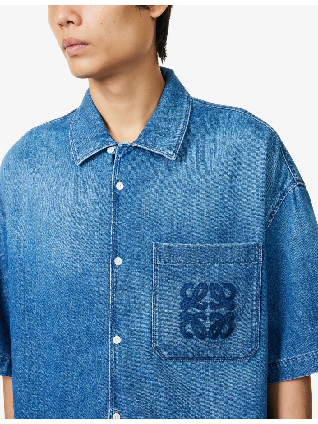 Ibiza Embroidered-Logo Denim Shirt - 5