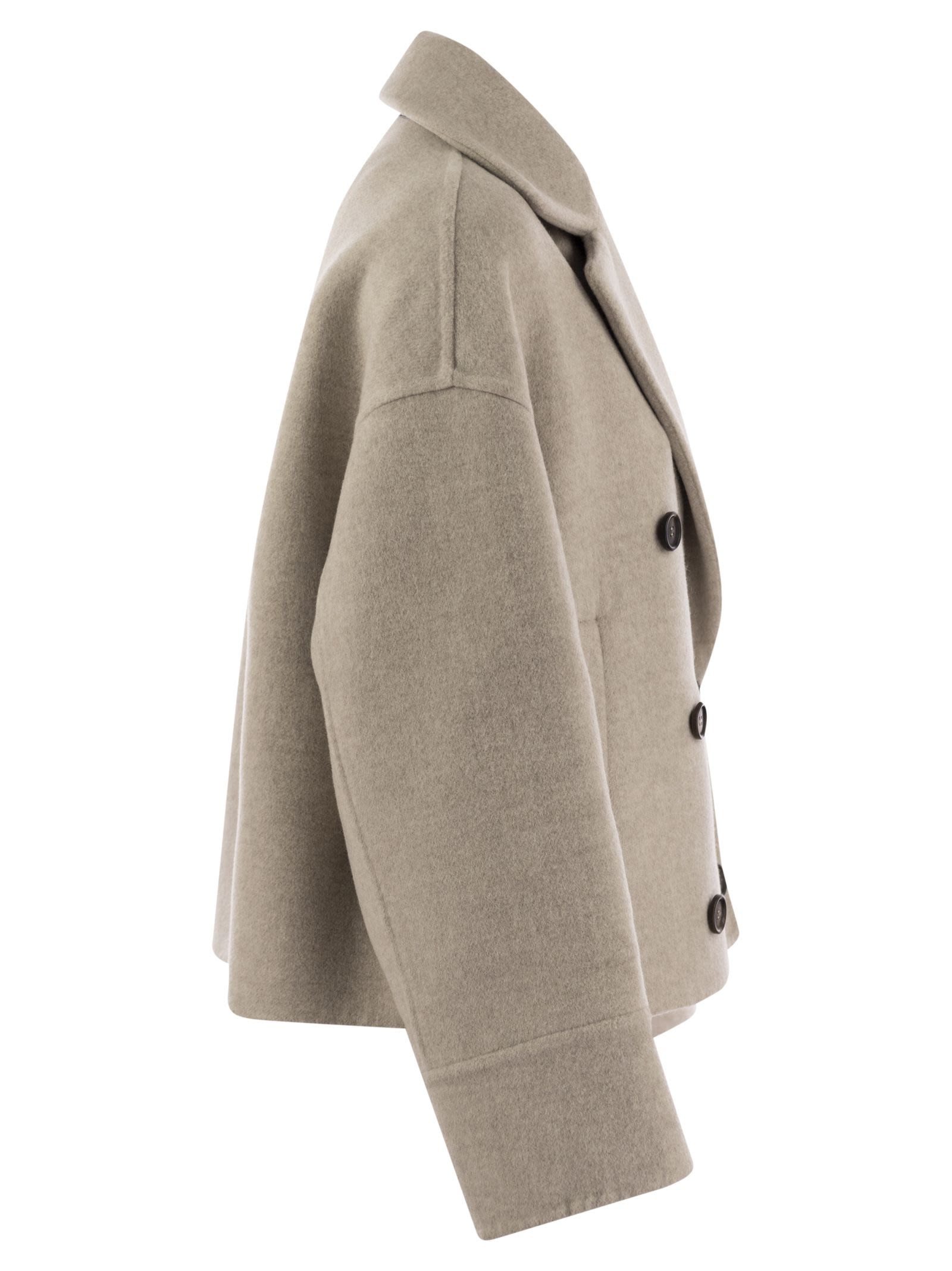 Brunello Cucinelli Women Double-Breasted Wool And Cashmere Short Coat - 3
