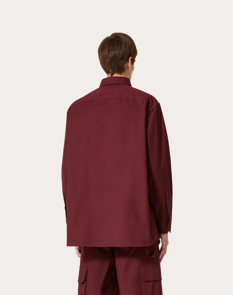 STRETCH COTTON CANVAS SHIRT JACKET WITH RUBBERIZED V DETAIL 4