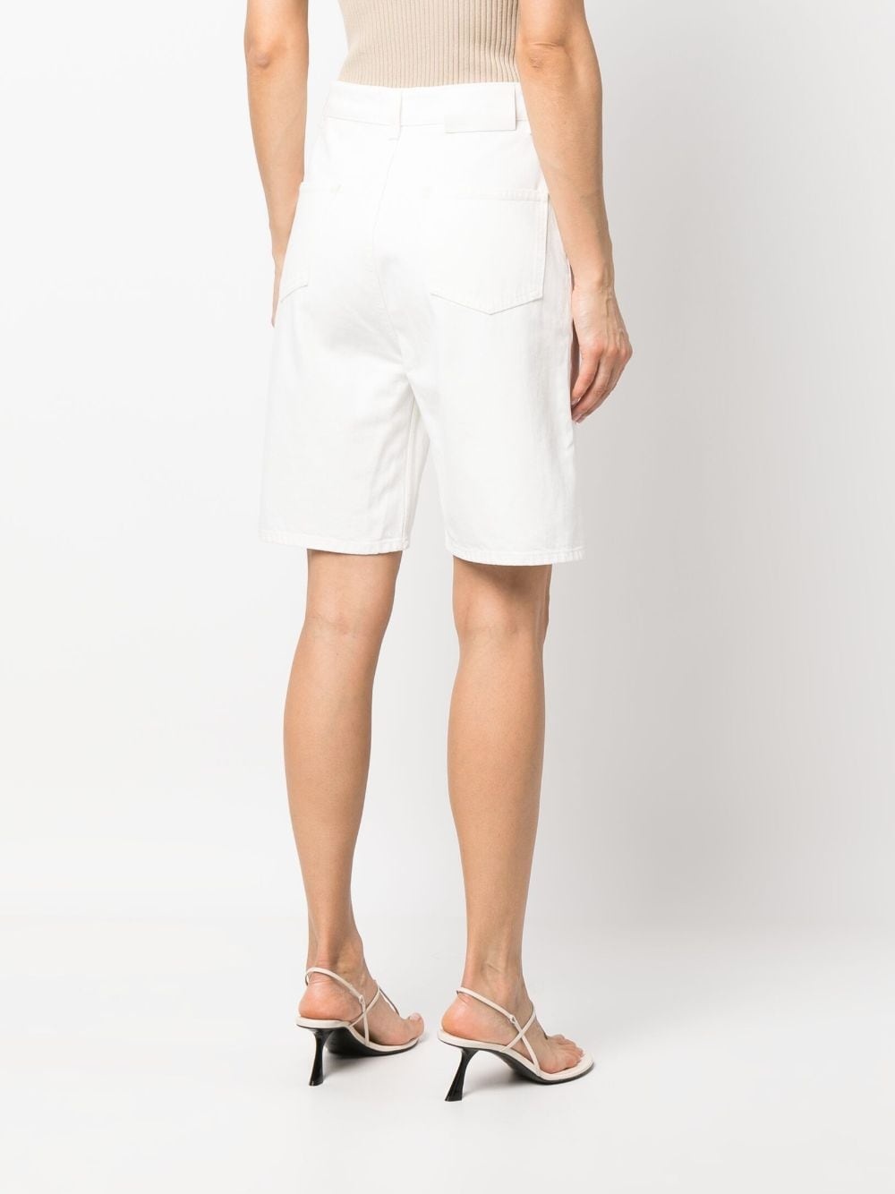 straight-leg denim shorts - 4