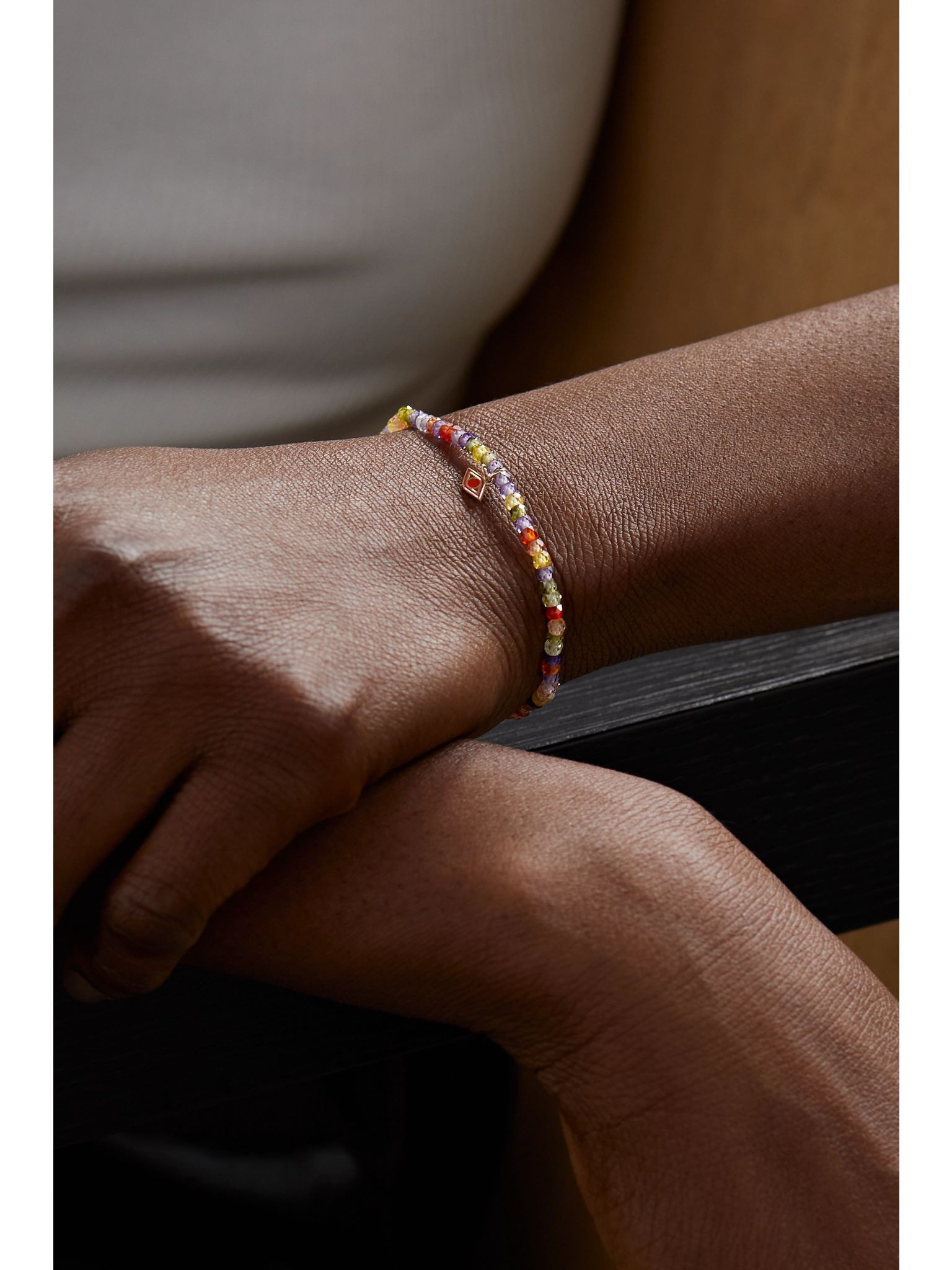 Mini Evil Eye 14-karat gold, enamel and zirconia bracelet Gold - 2