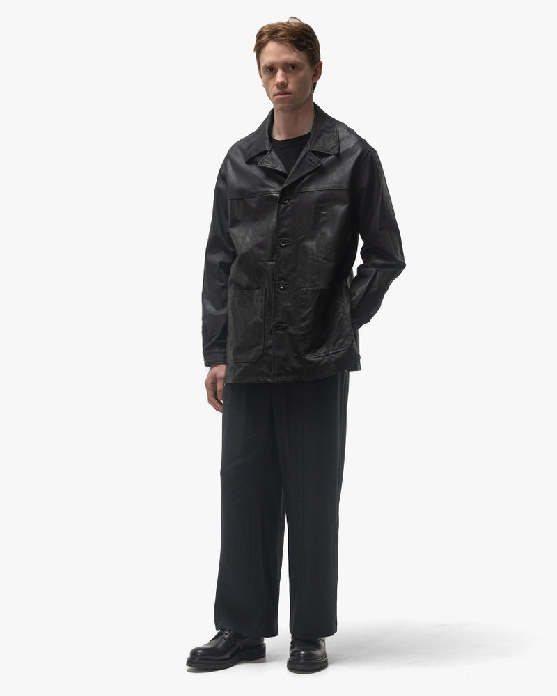 YOKE Goat Leather Car Coat Black outlook