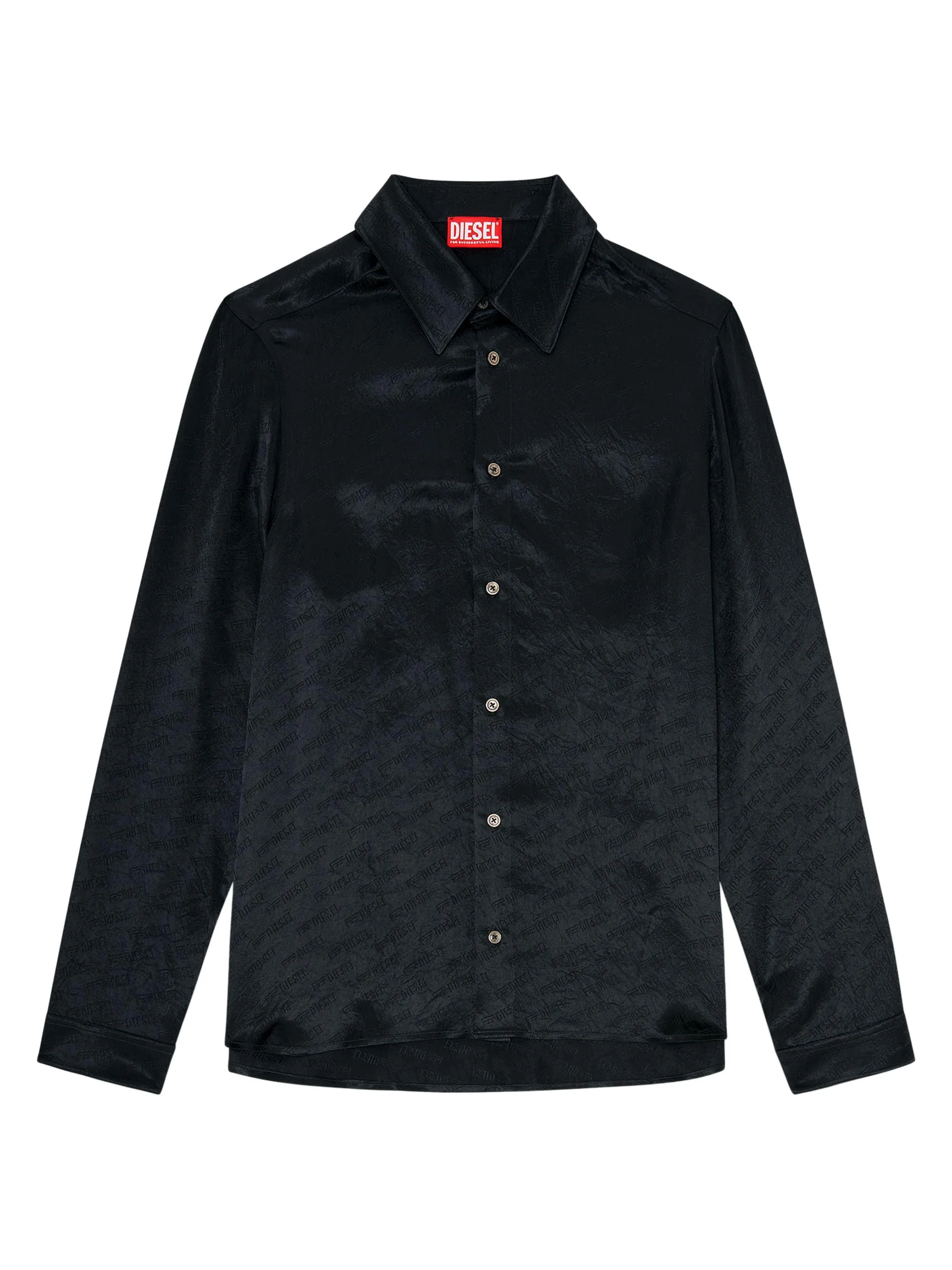 Men's Kinny Satin Shirt - Black - 1
