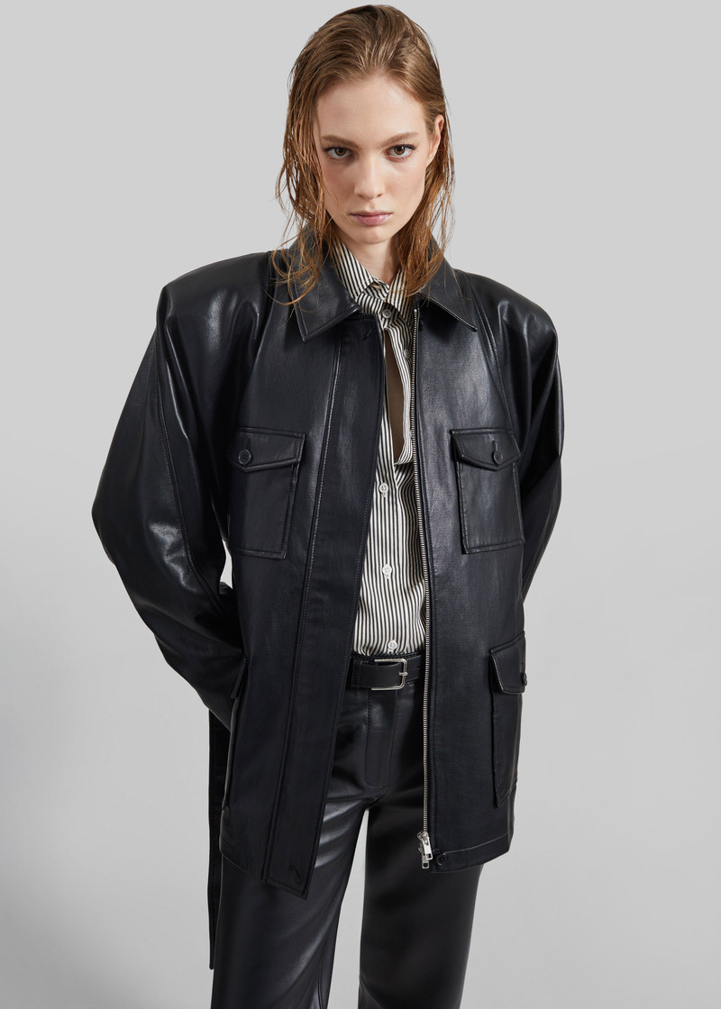 Kelia Faux Leather Padded Utility Jacket - Black 9