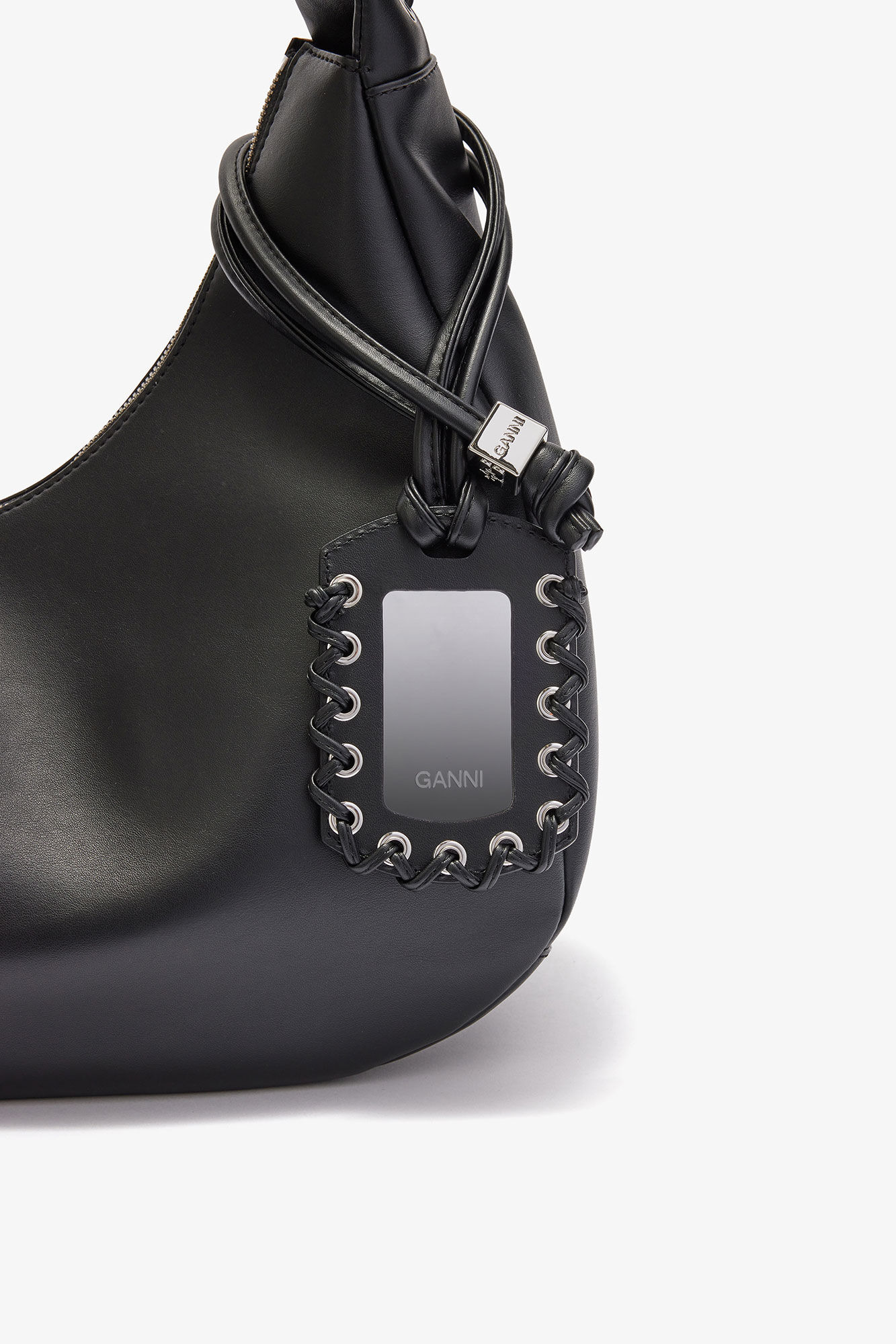 BLACK MEDIUM LACES HOBO BAG - 4