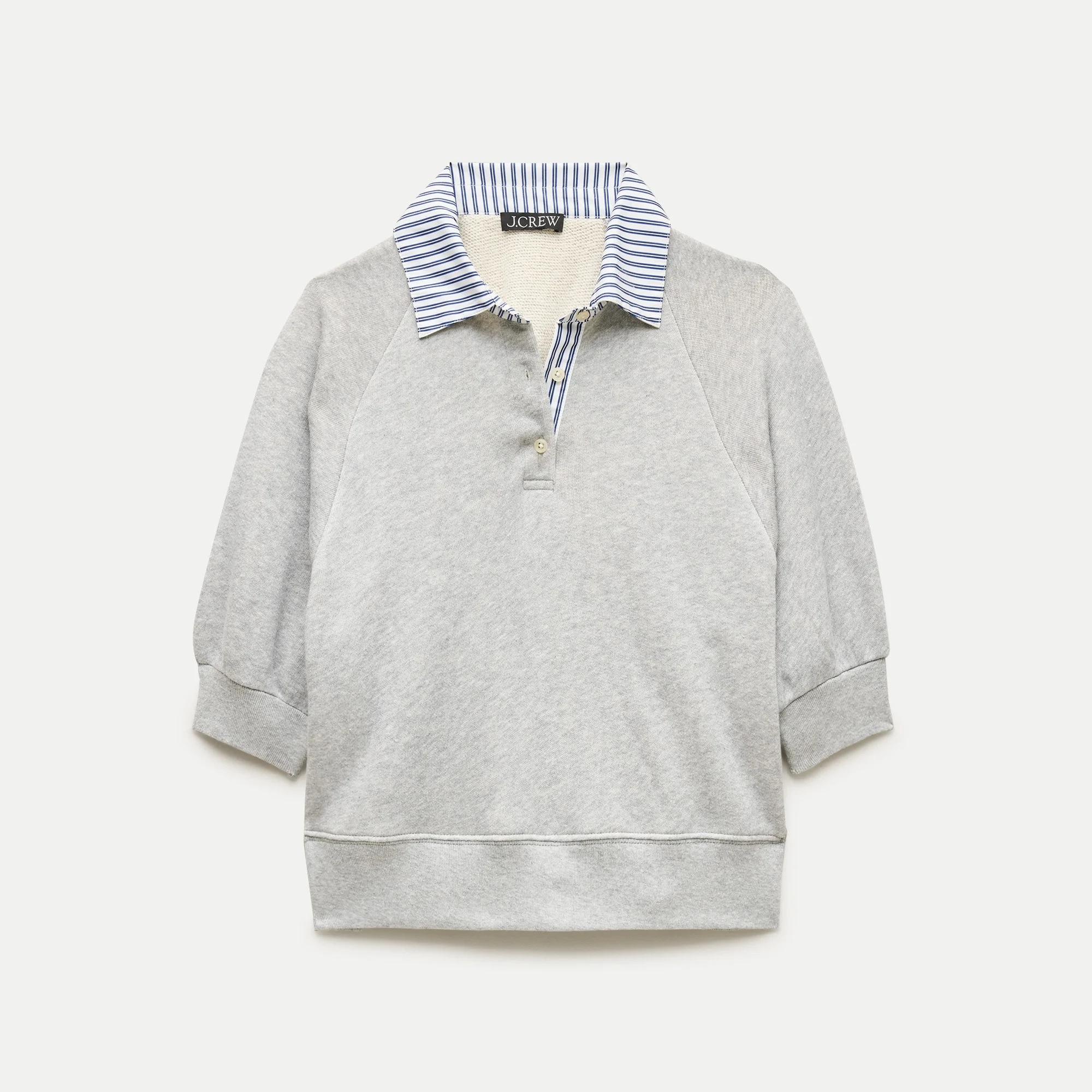 Heritage Terry sweatshirt polo with poplin collar - 1
