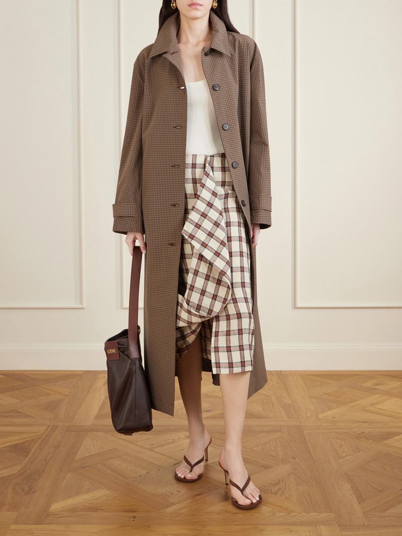 RÓHE Draped Checked Linen Midi Skirt outlook