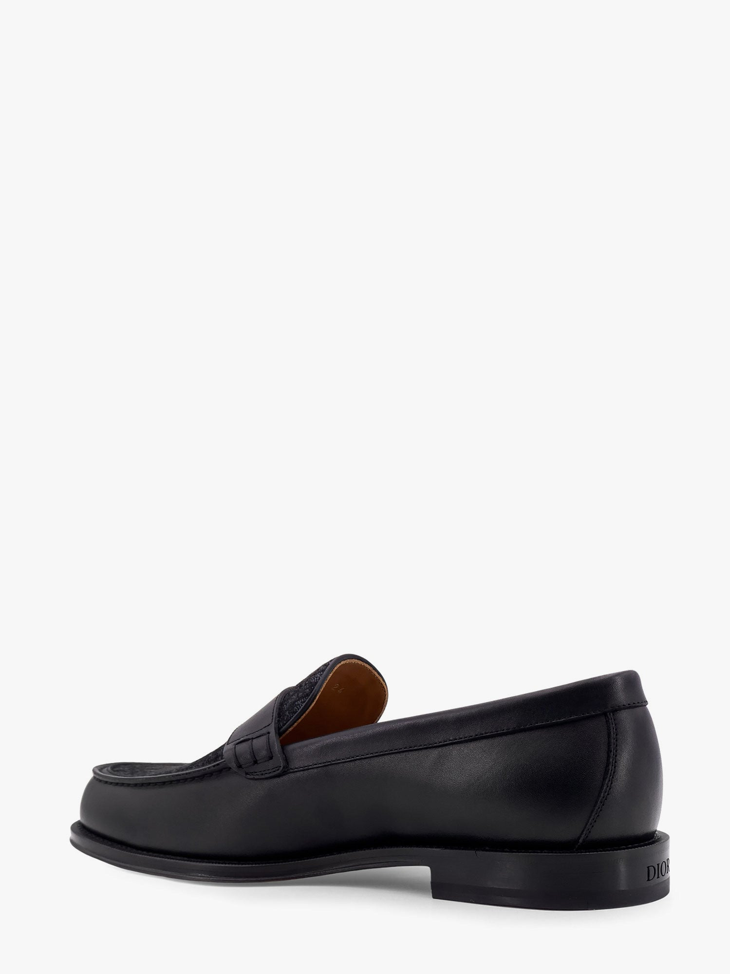 Dior Leather Loafer With Dior Oblique Canvas Motif - 3